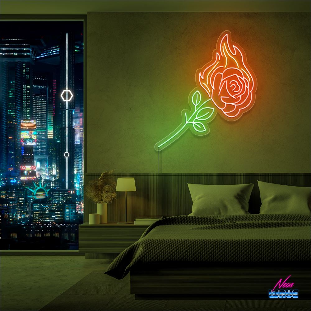 Burning Rose Neon Sign Neonwave.ch 50cm 