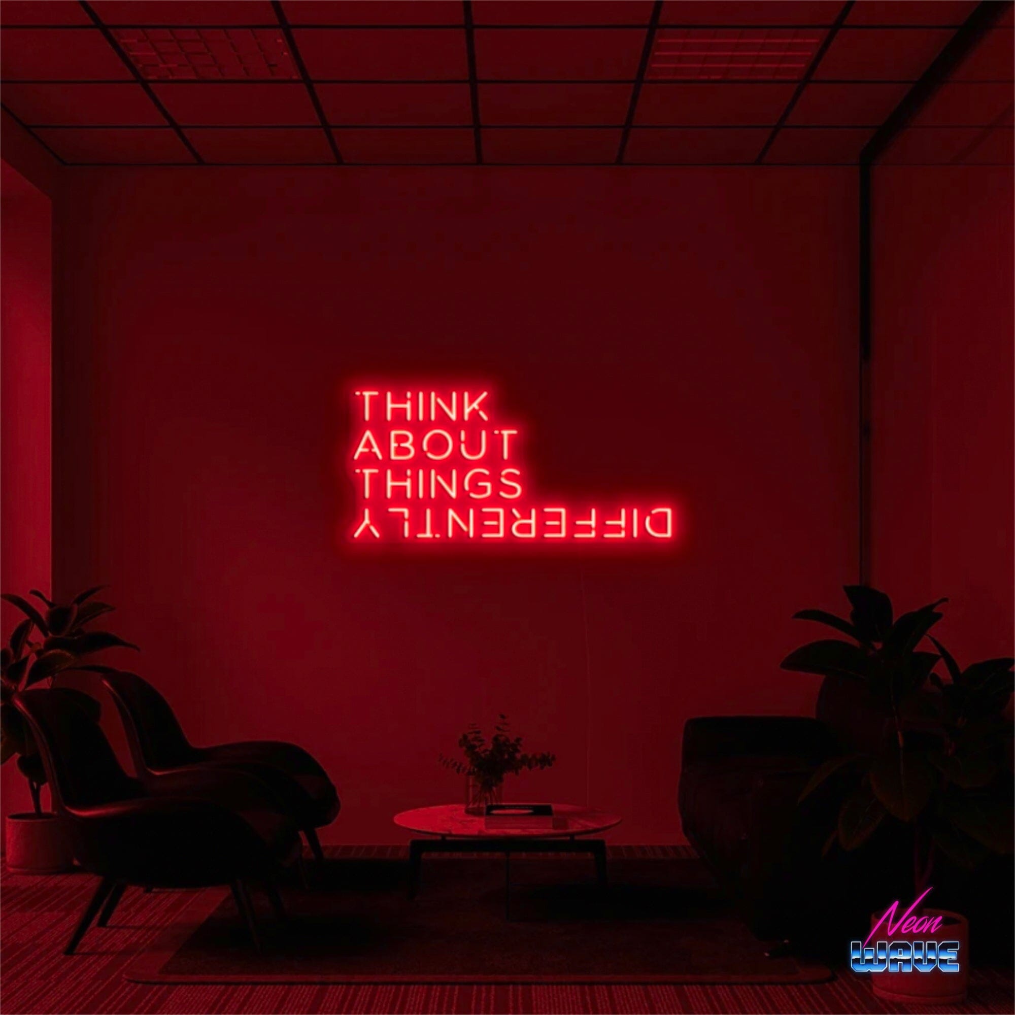 THINK ABOUT THINGS DIFFERENTLY Neon Sign Neonwave.ch 75cm Rot