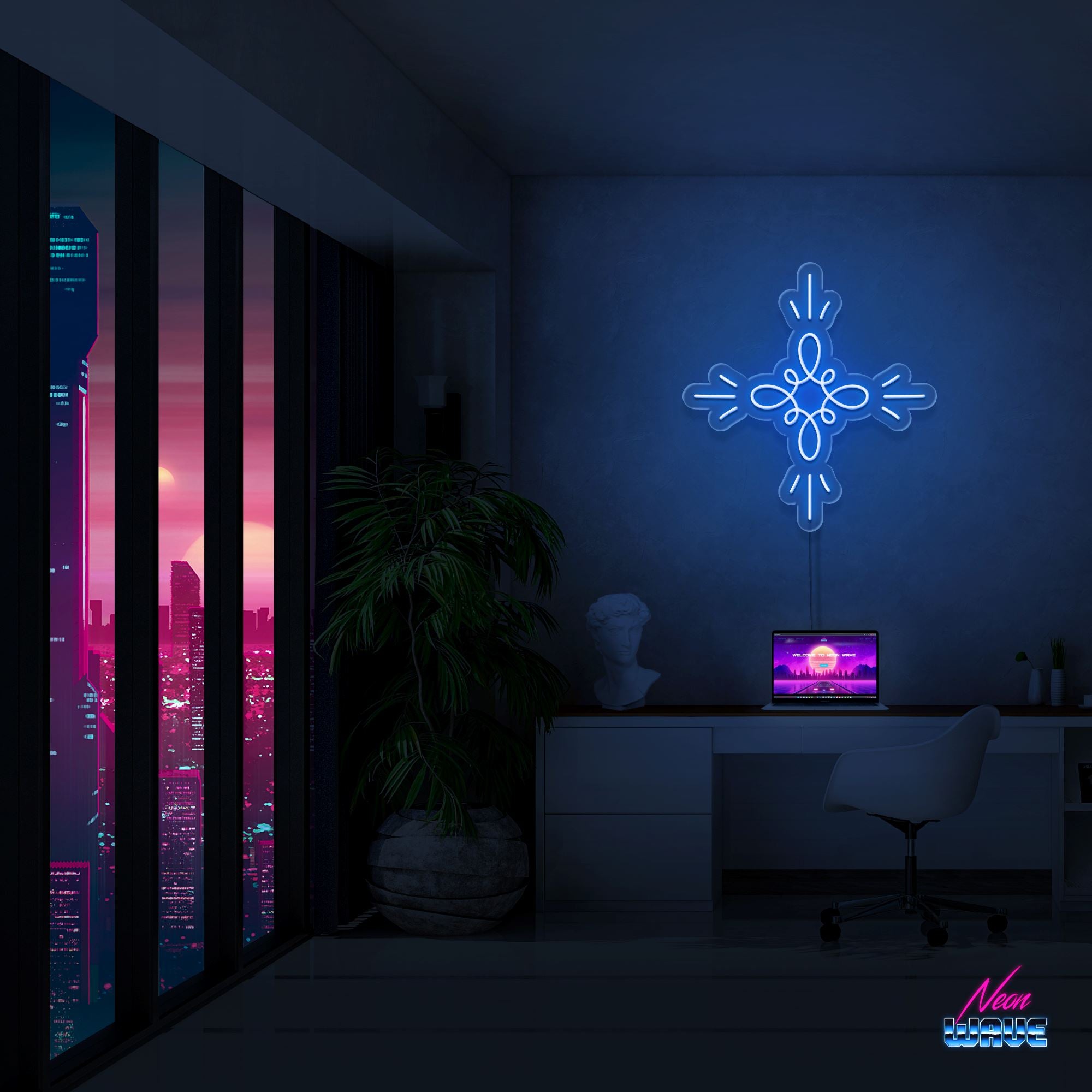 Inner Peace Neon Sign Neonwave.ch 50 cm Blau