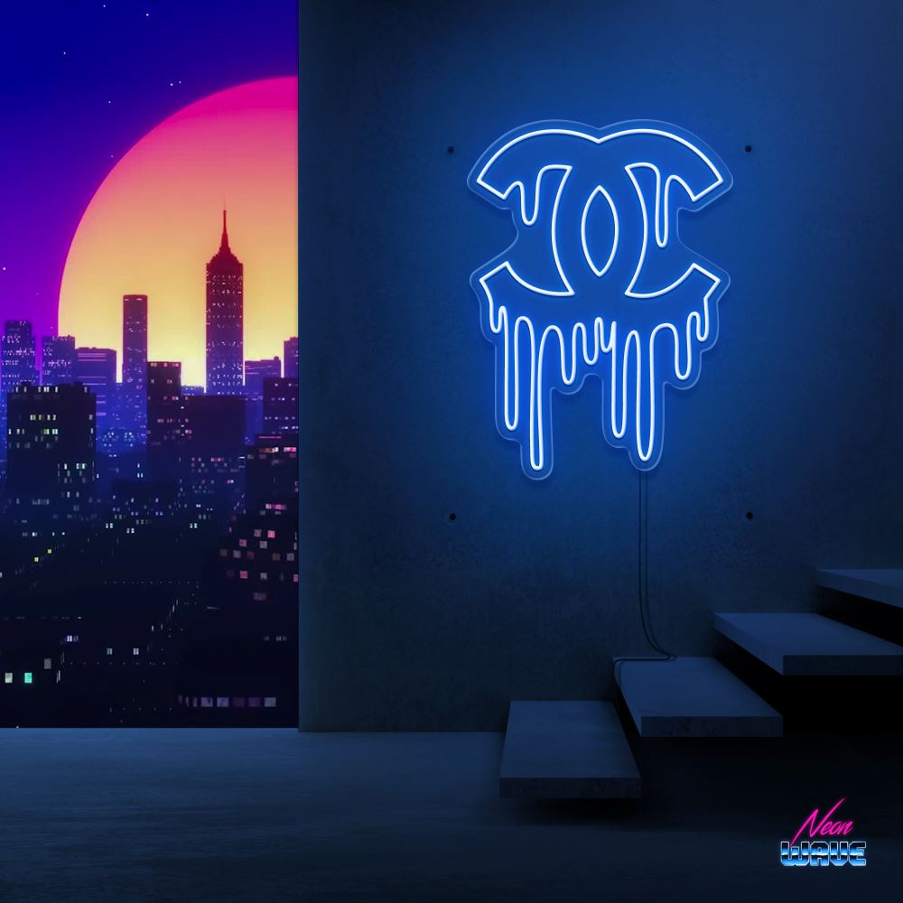 Liquid Chanel Neon Sign Neonwave.ch 50cm Blau