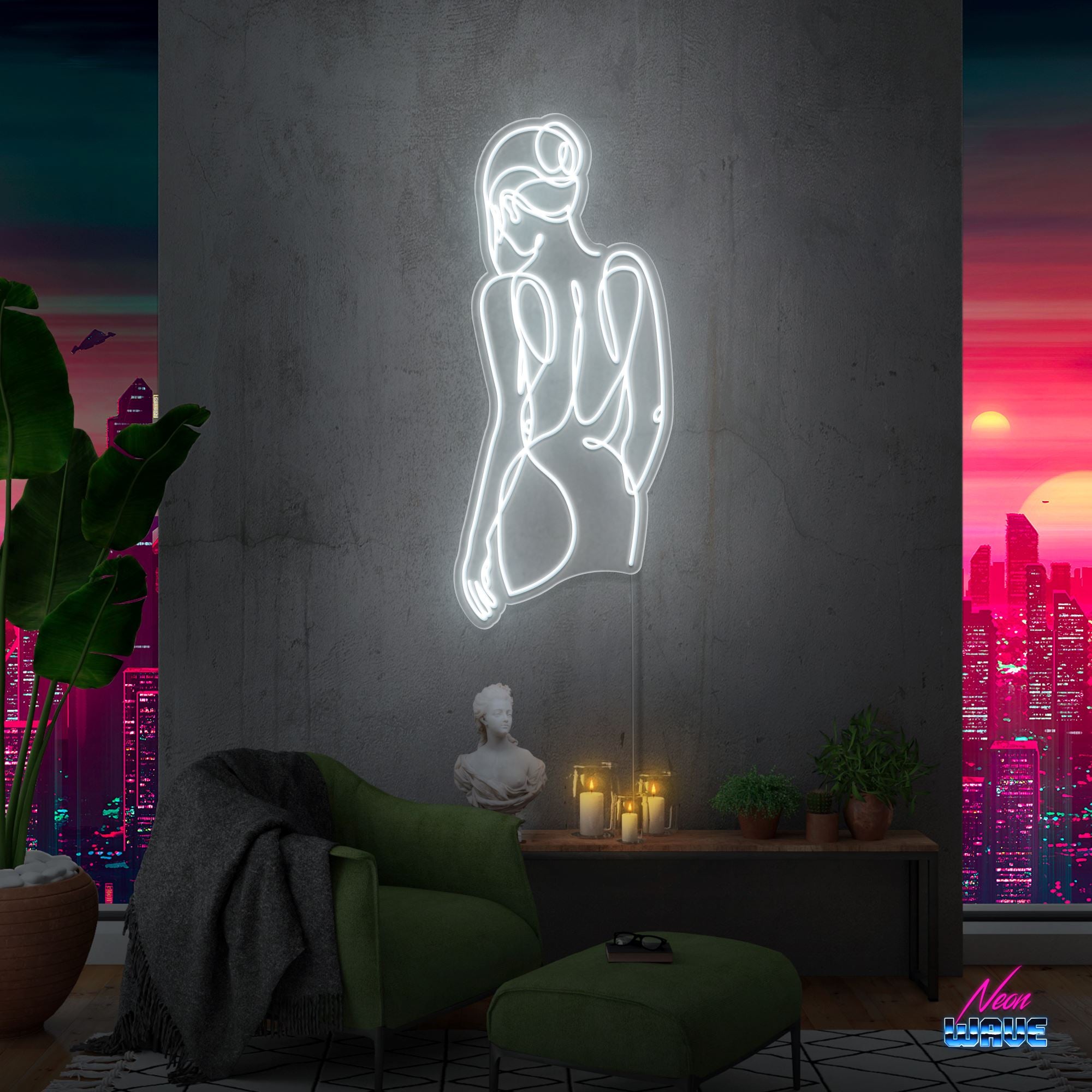 Woman Silhouette Neon Sign Neonwave.ch 150 cm Kaltweiss