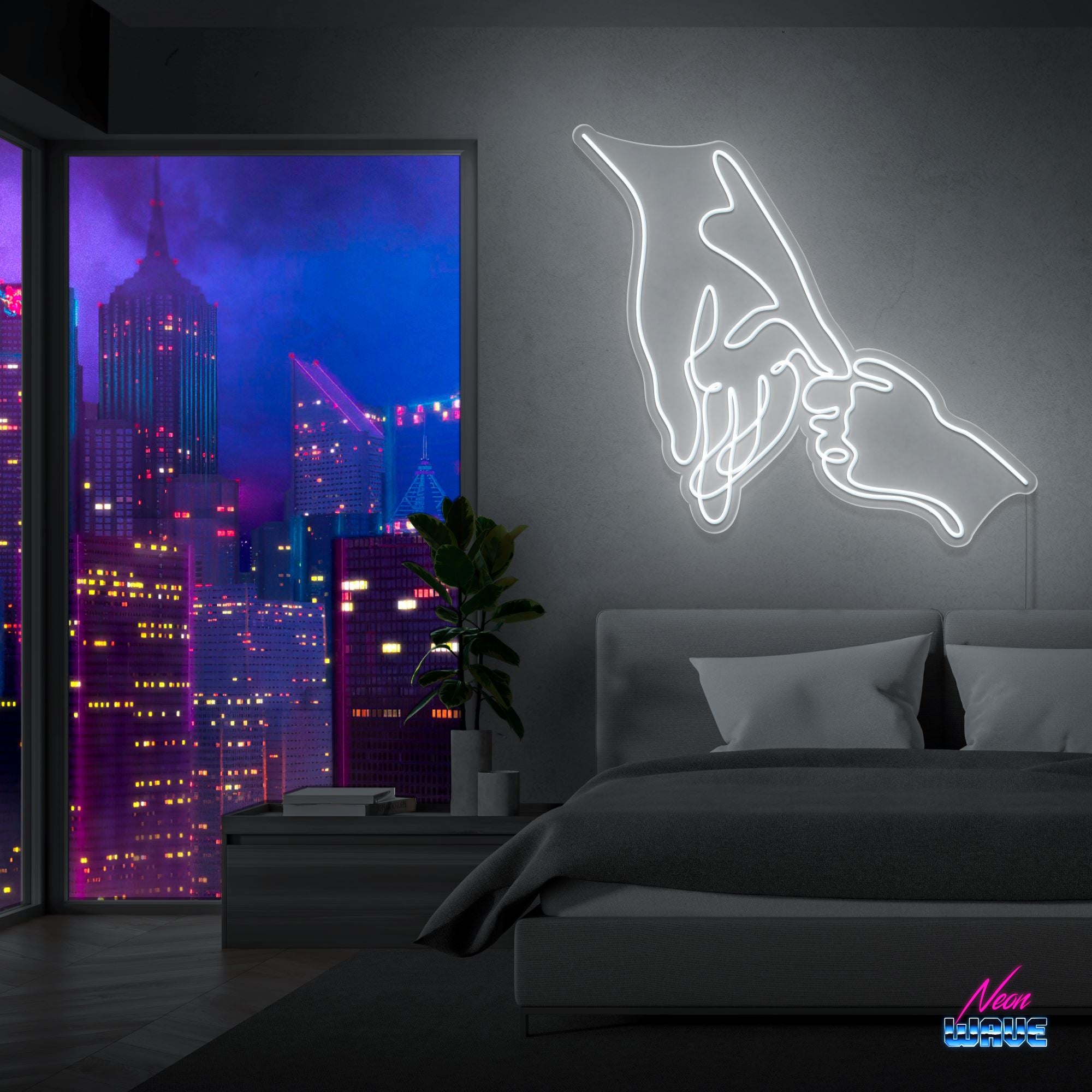 Hold your Hand Neon Sign Neonwave.ch 75 cm Kaltweiss 