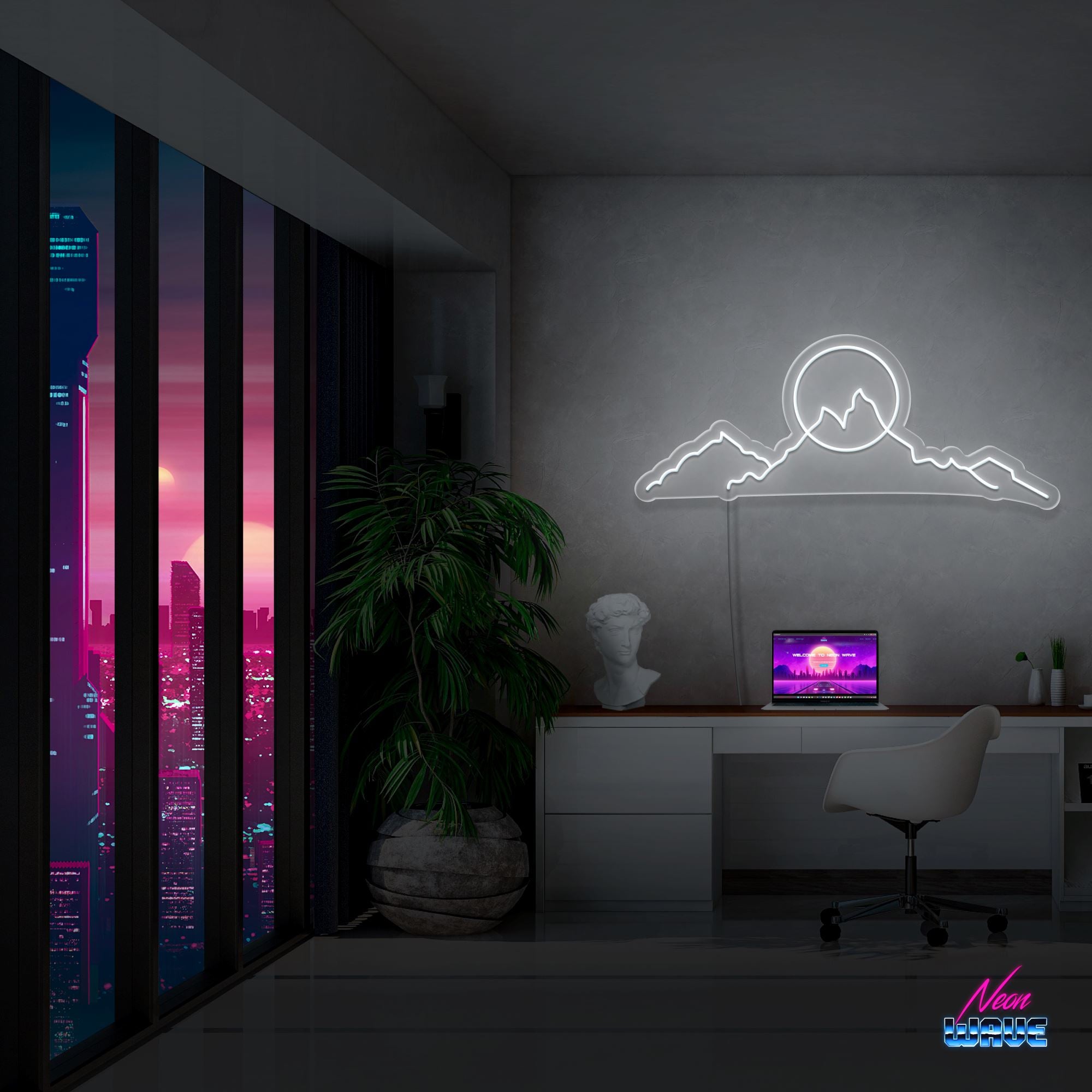 Mountain Romantic Neon Sign Neonwave.ch 50cm Kaltweiss