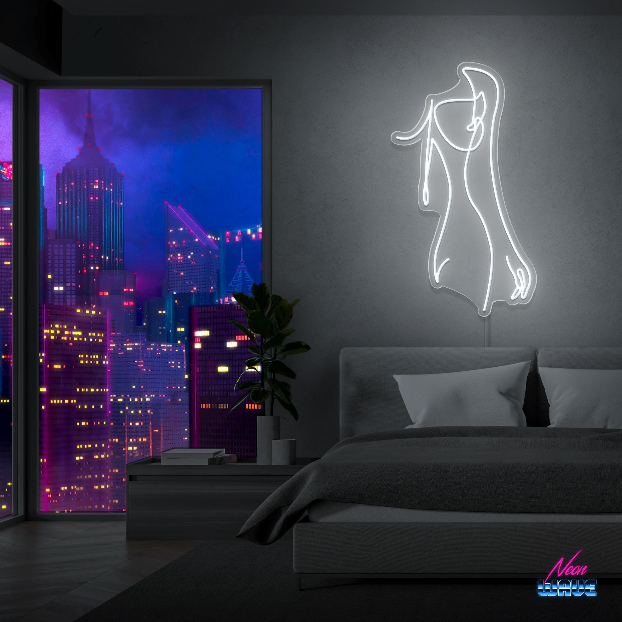 Body Silhouette Neon Sign Neonwave.ch 75 cm Kaltweiss
