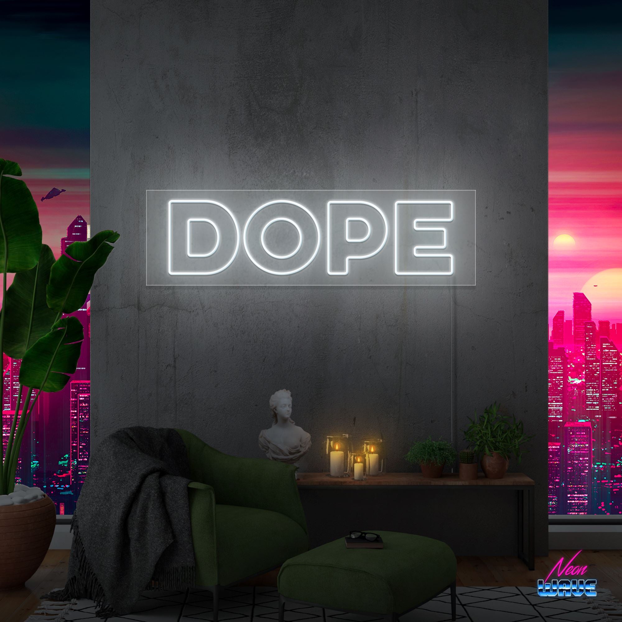 DOPE Neon Sign Neonwave.ch 50cm Kaltweiss