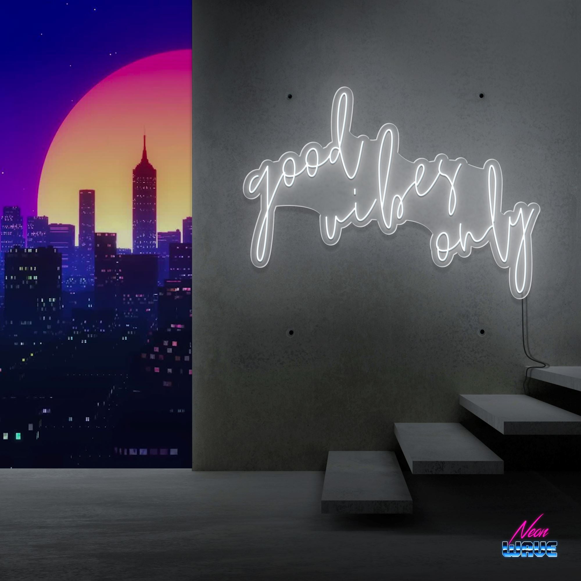 GOOD VIBES ONLY Neon Sign Neonwave.ch 75cm Kaltweiss