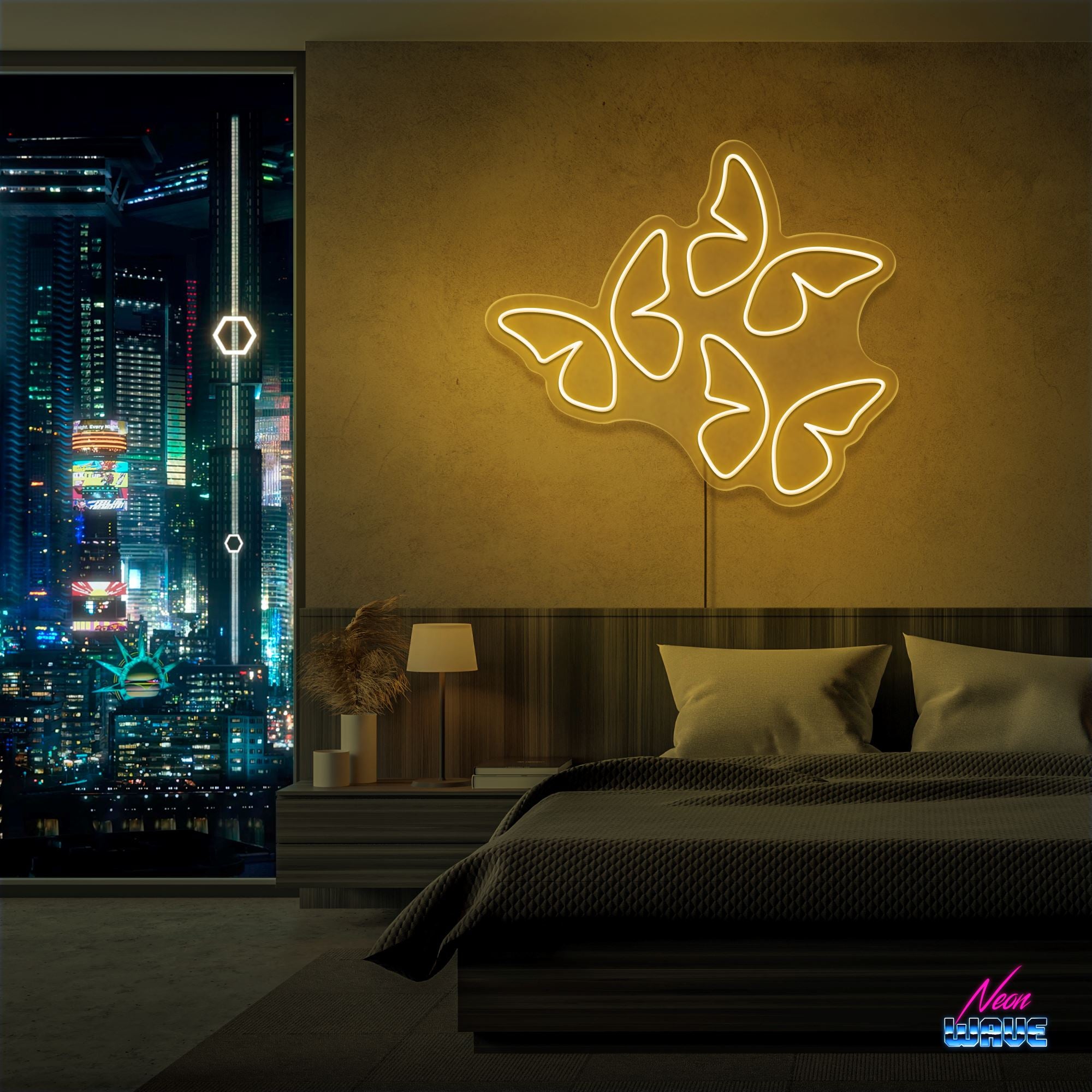 Butterfly 🦋 Neon Sign Neonwave.ch 50cm Gold