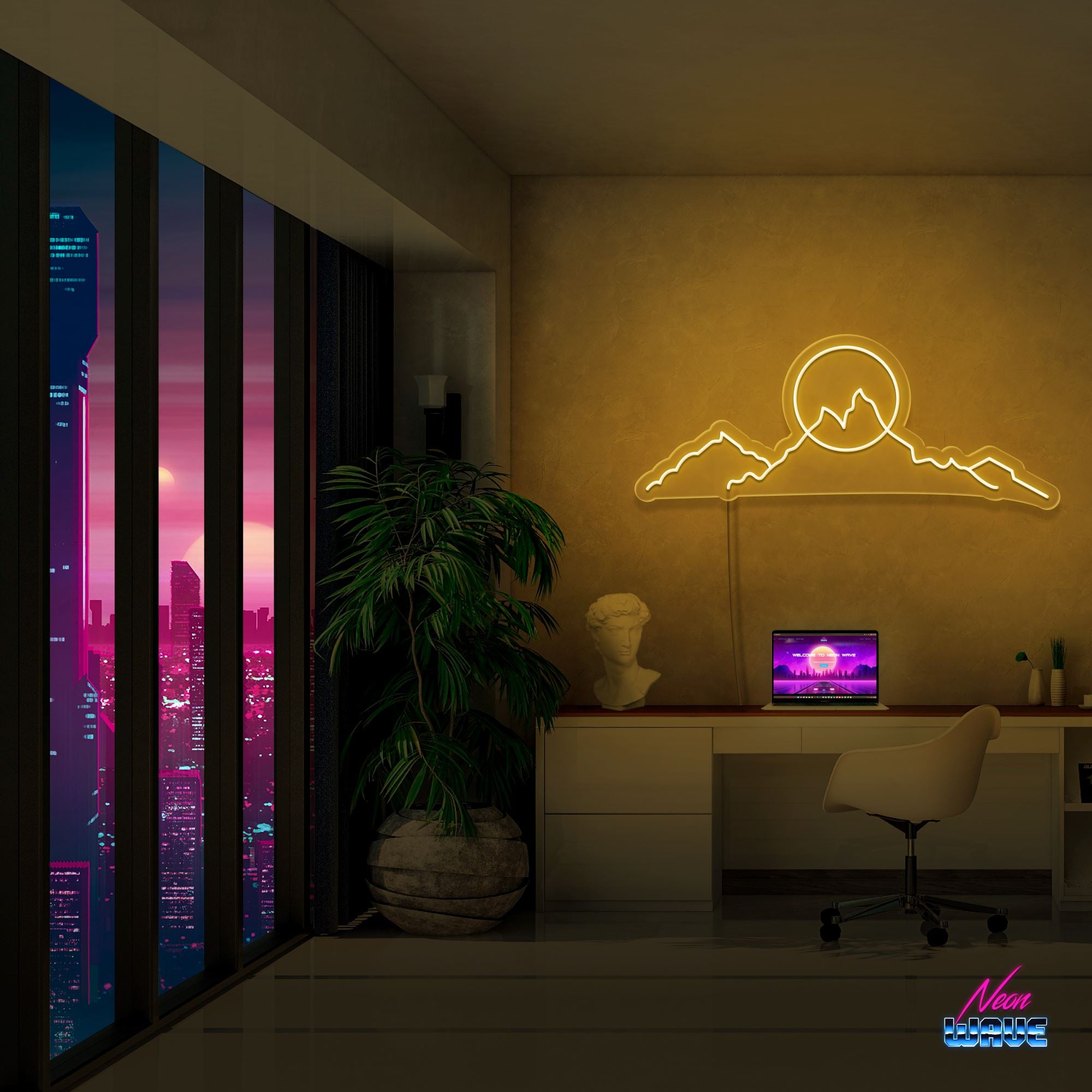 Mountain Romantic Neon Sign Neonwave.ch 50cm Gold
