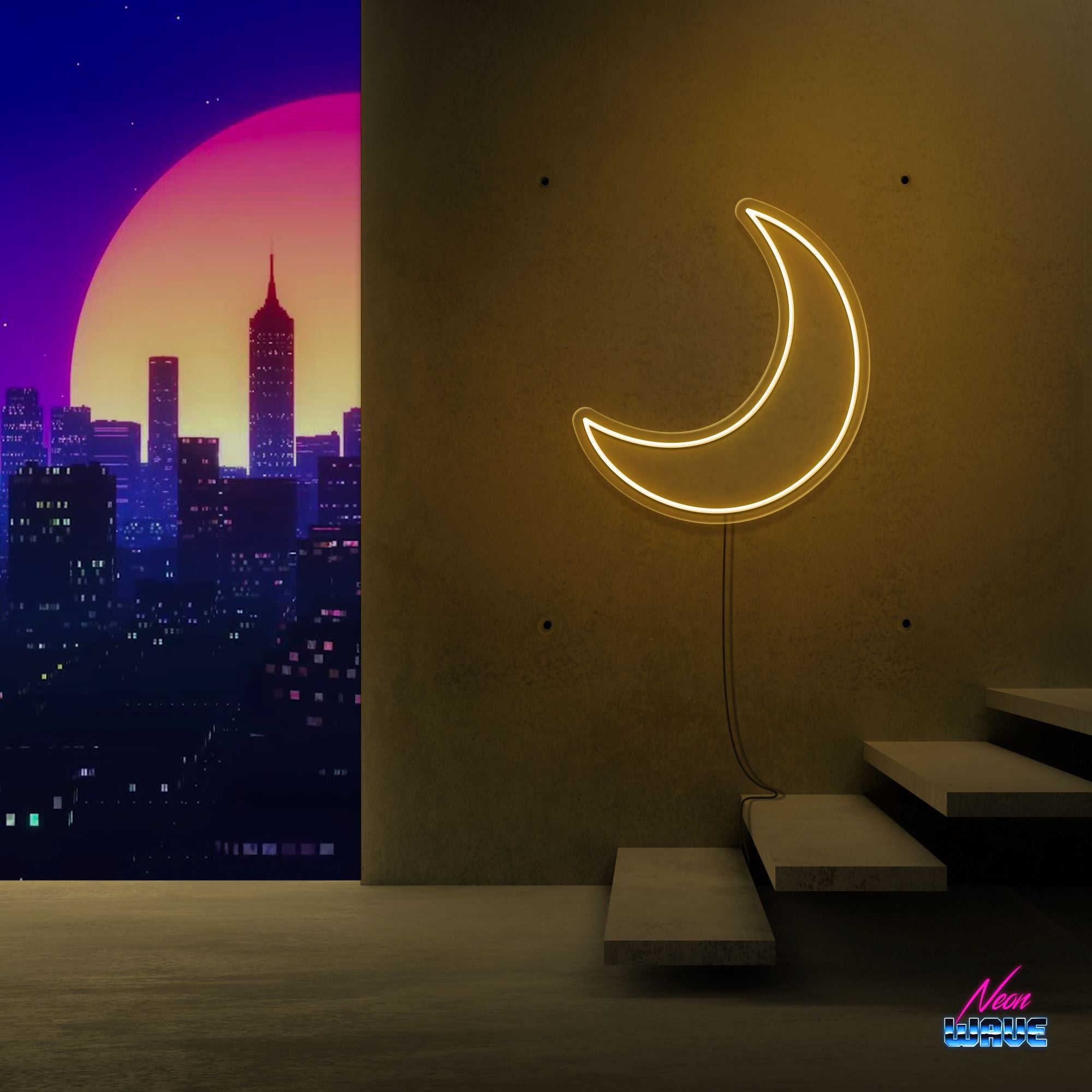 Moon Neon Sign Neonwave.ch 50cm Gold