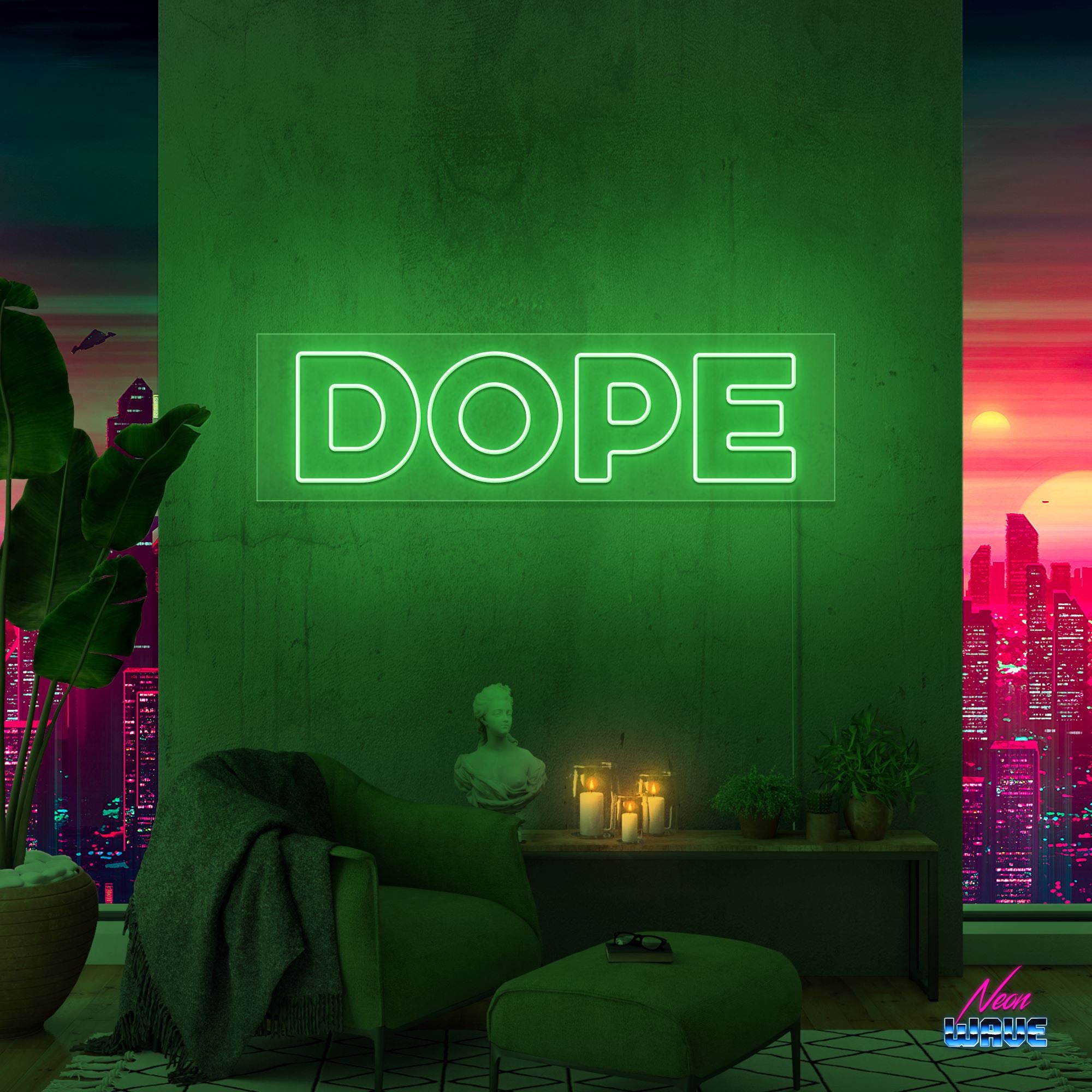 DOPE Neon Sign Neonwave.ch 50cm Grün