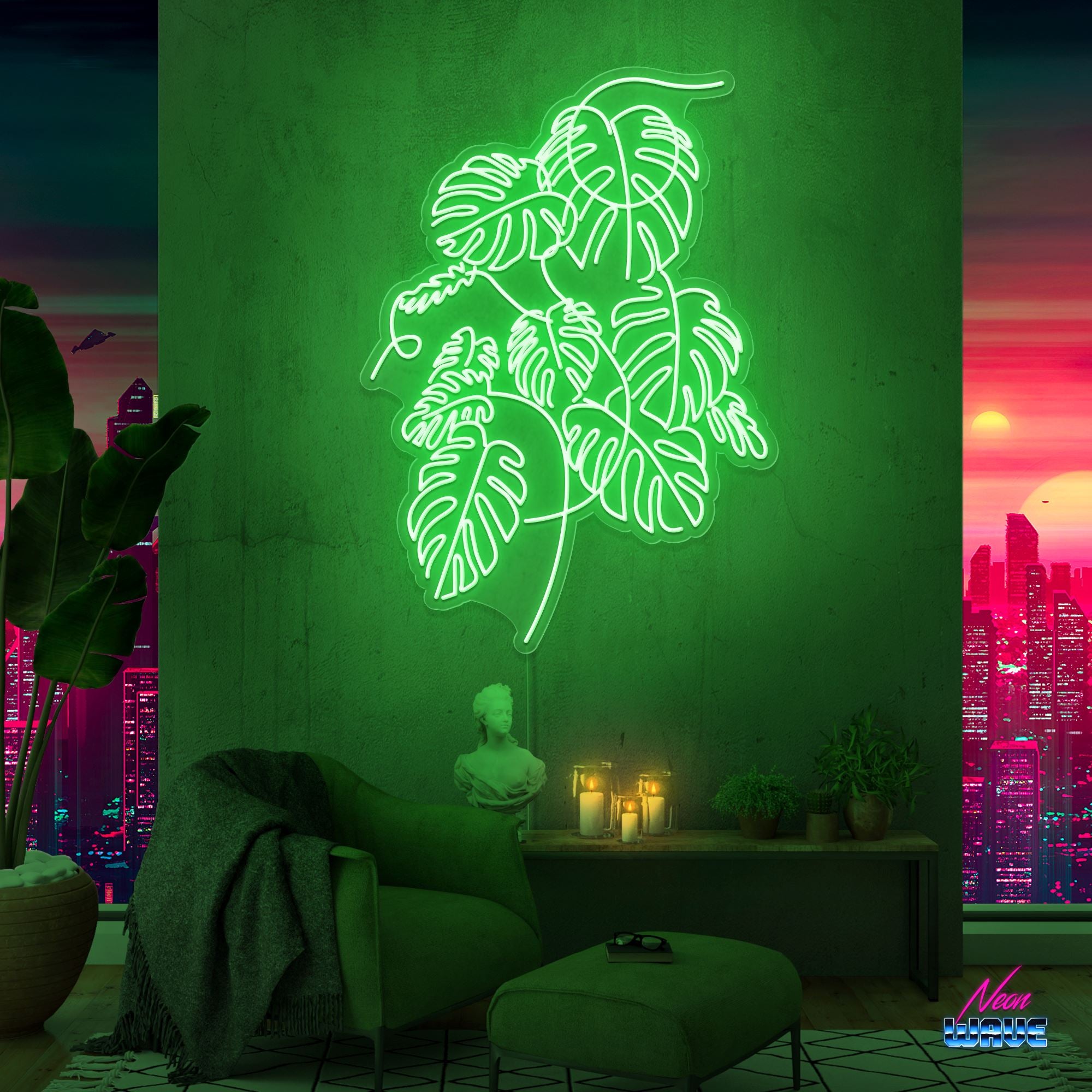 Monstera (150cm) Neon Sign Neonwave.ch Grün
