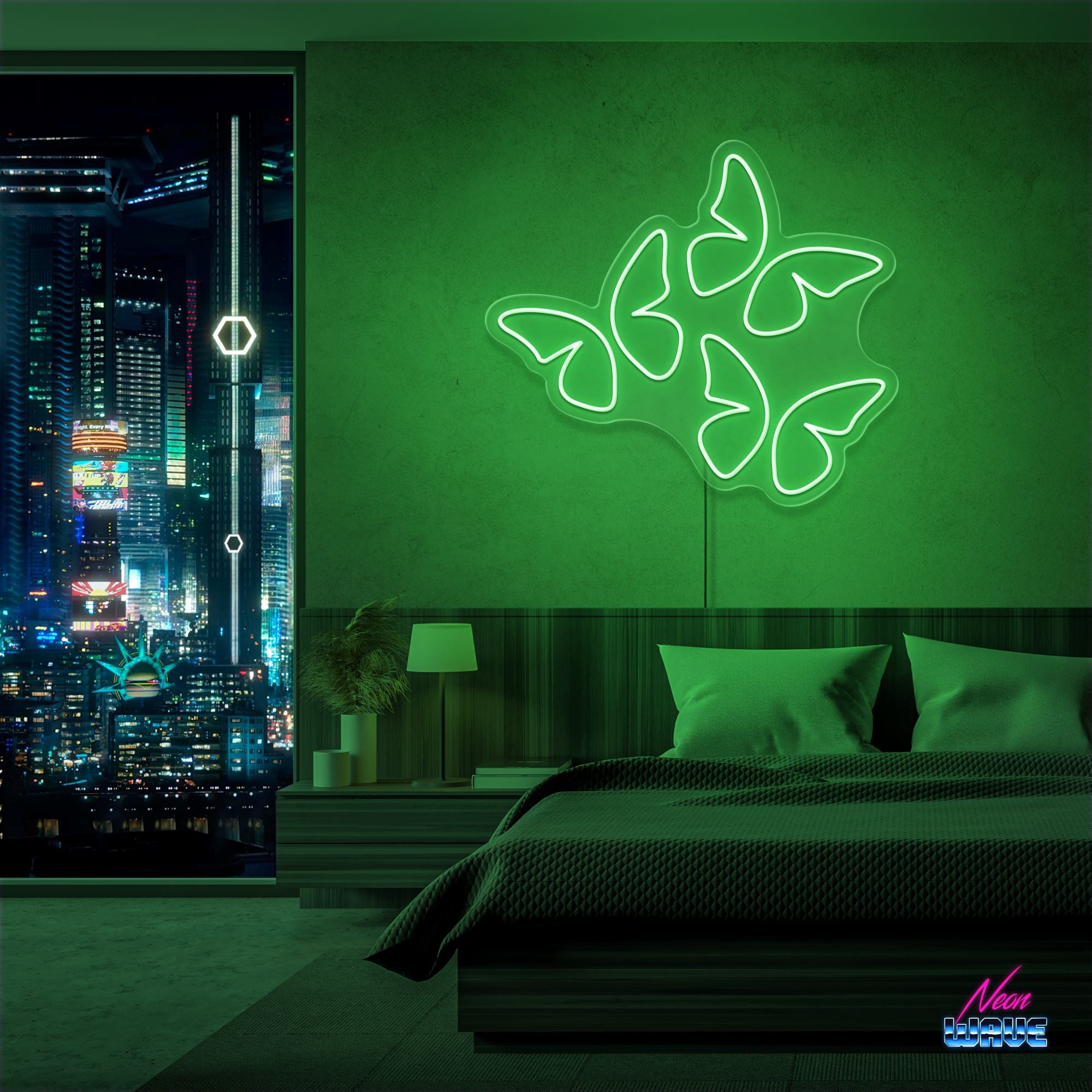 Butterfly 🦋 Neon Sign Neonwave.ch 50cm Grün