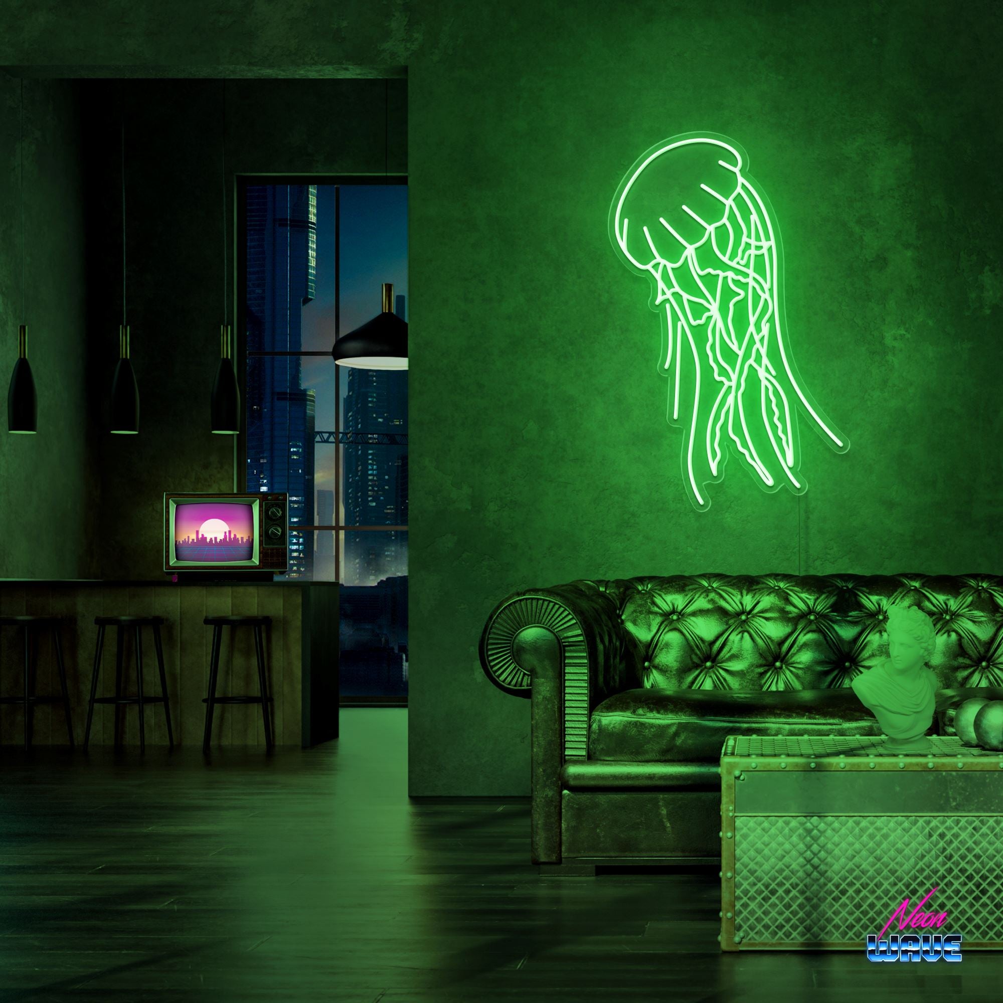 Jellyfish Neon Sign Neonwave.ch 75 cm Grün