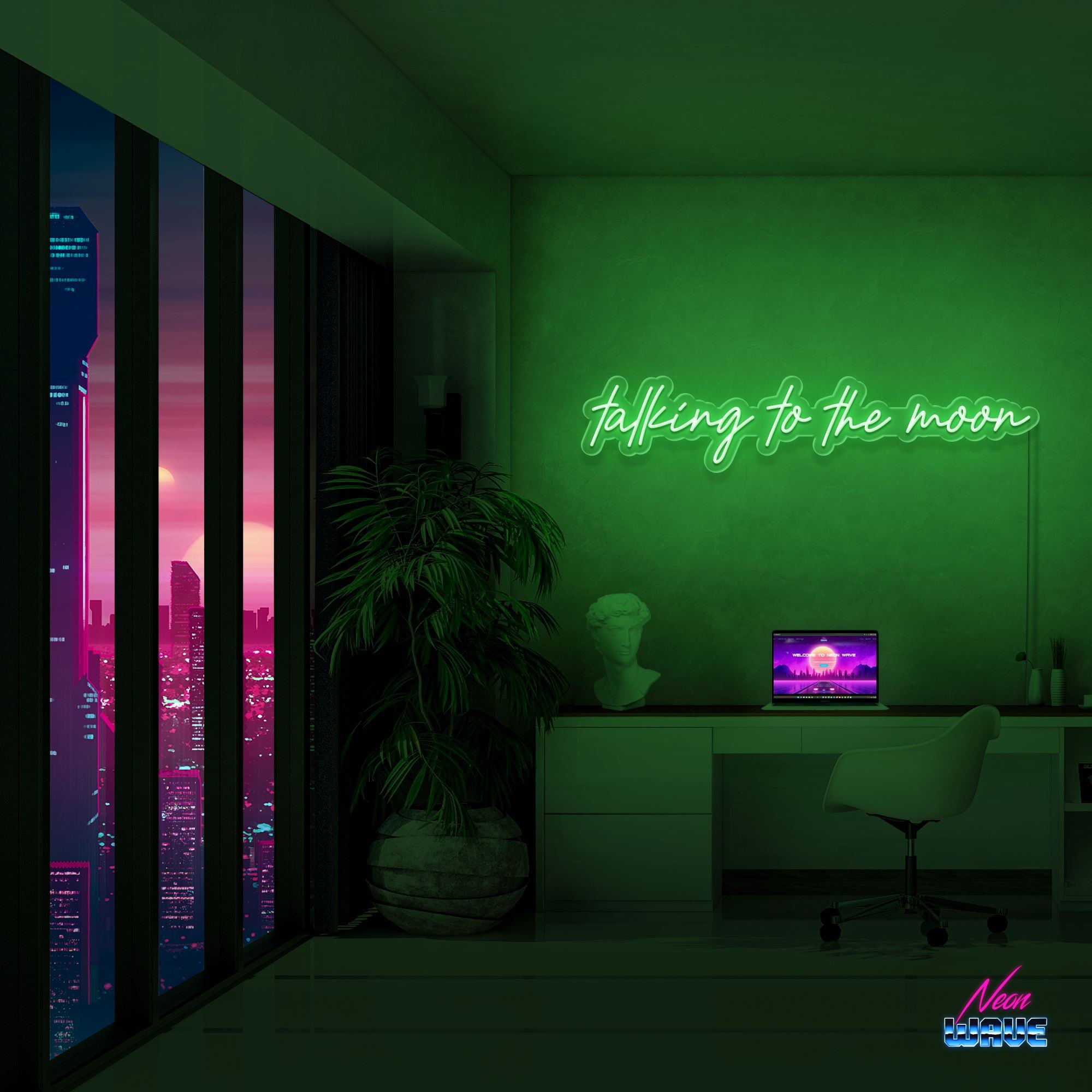 Talking to the moon Neon Sign Neonwave.ch 100cm Grün