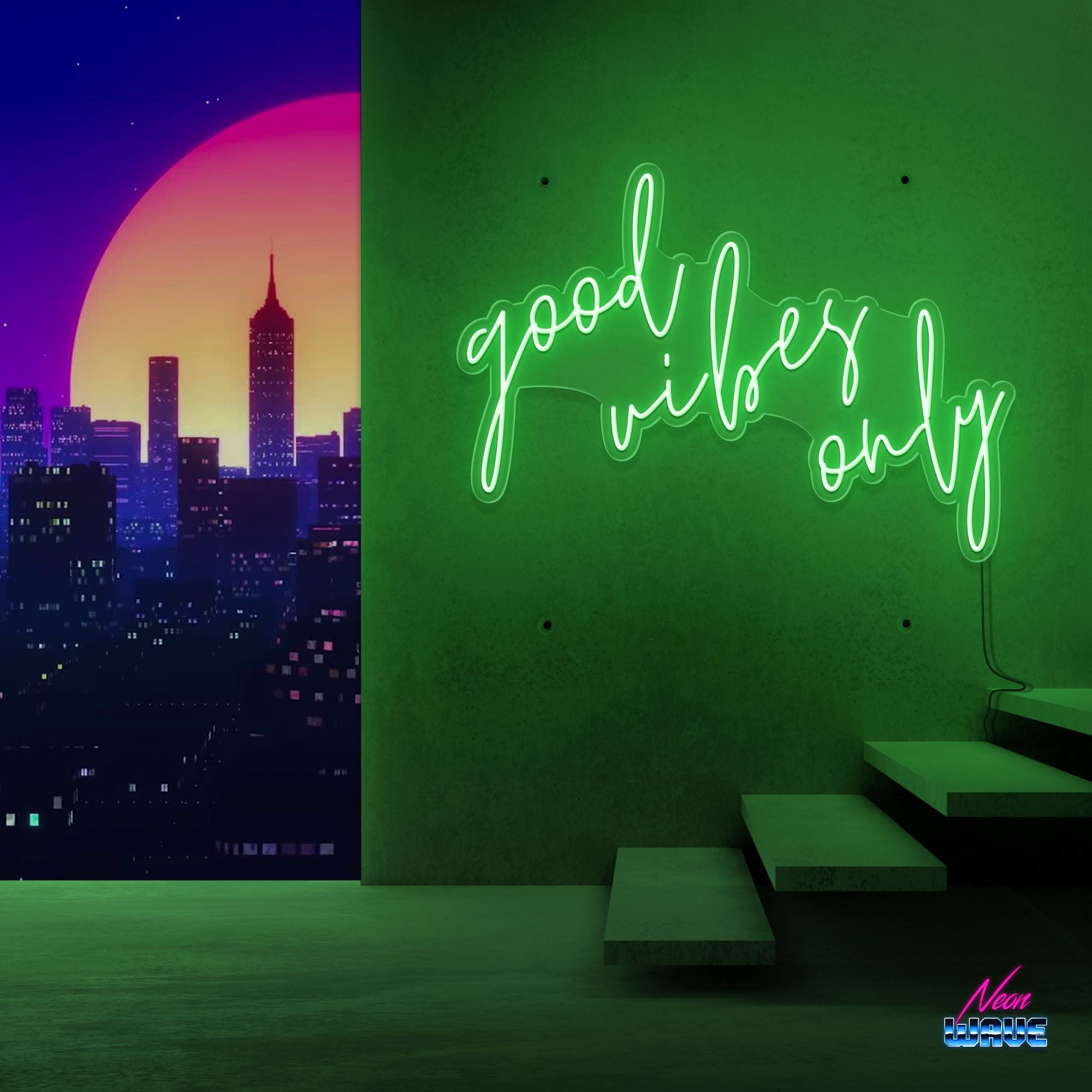 GOOD VIBES ONLY Neon Sign Neonwave.ch 75cm Grün