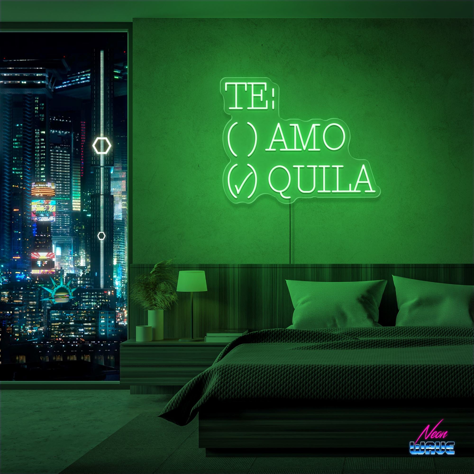 TE: AMO / QUILA Neon Sign Neonwave.ch 50cm Grün