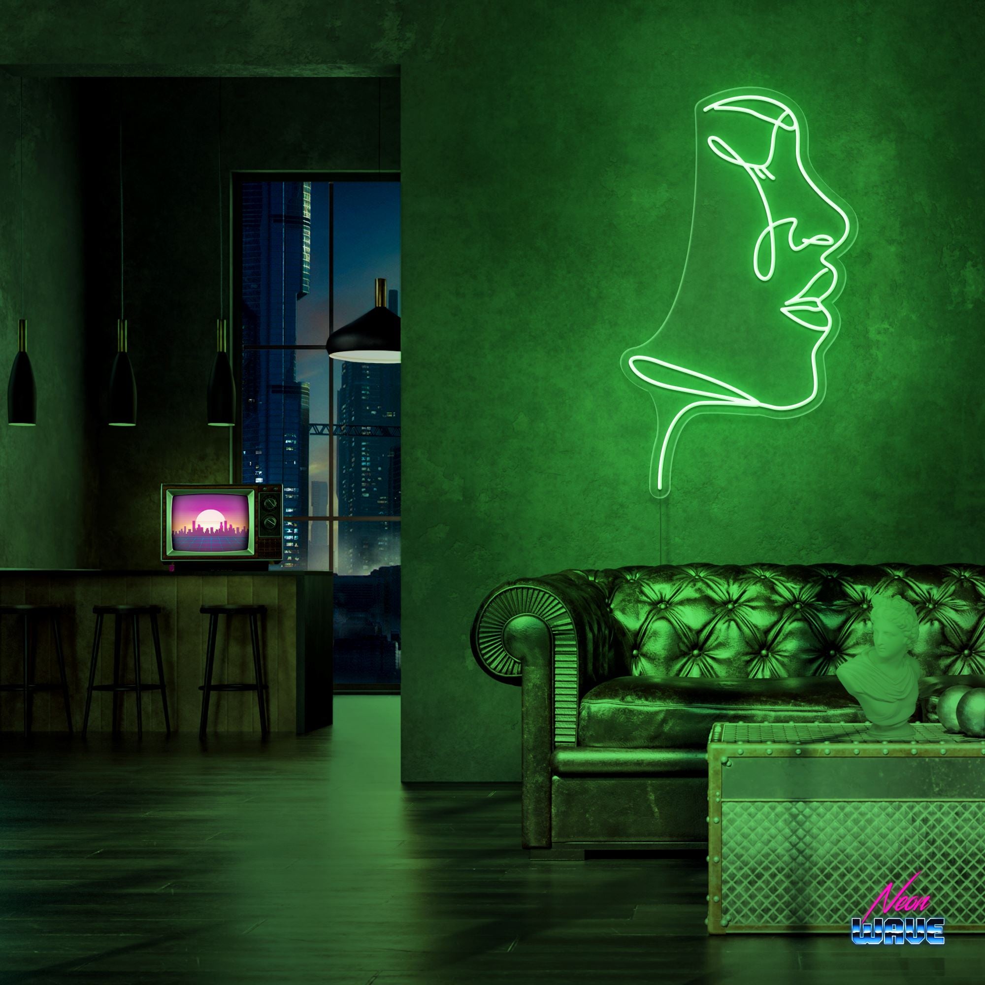 Feel your Face Neon Sign Neonwave.ch 75 cm Grün