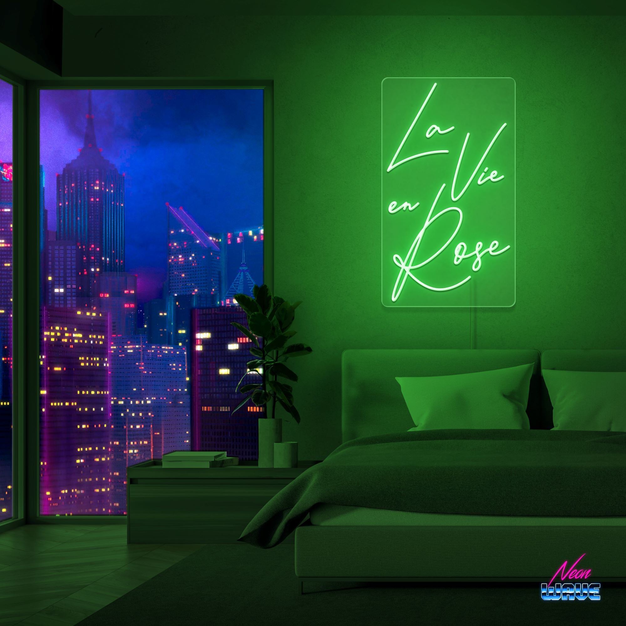 La Vie en Rose Neon Sign Neonwave.ch 100 cm Grün
