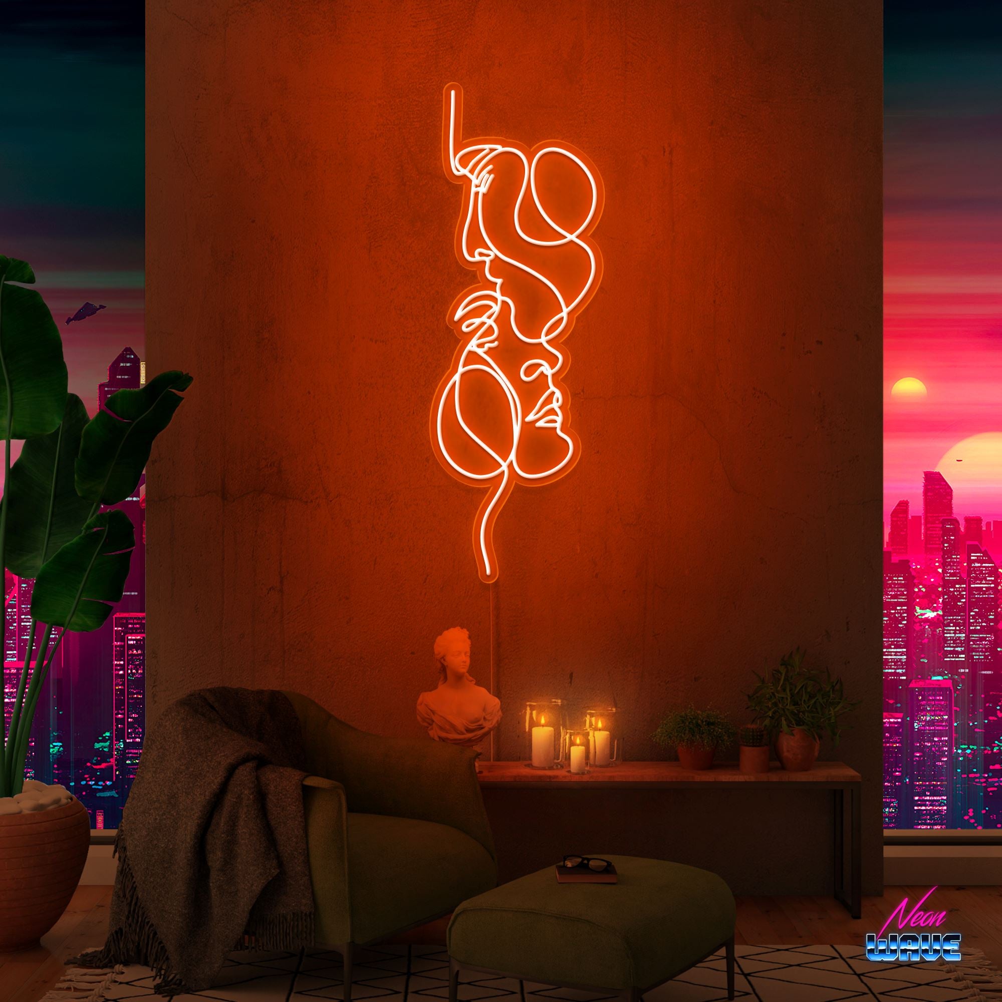 You and Me Neon Sign Neonwave.ch 120 cm Orange