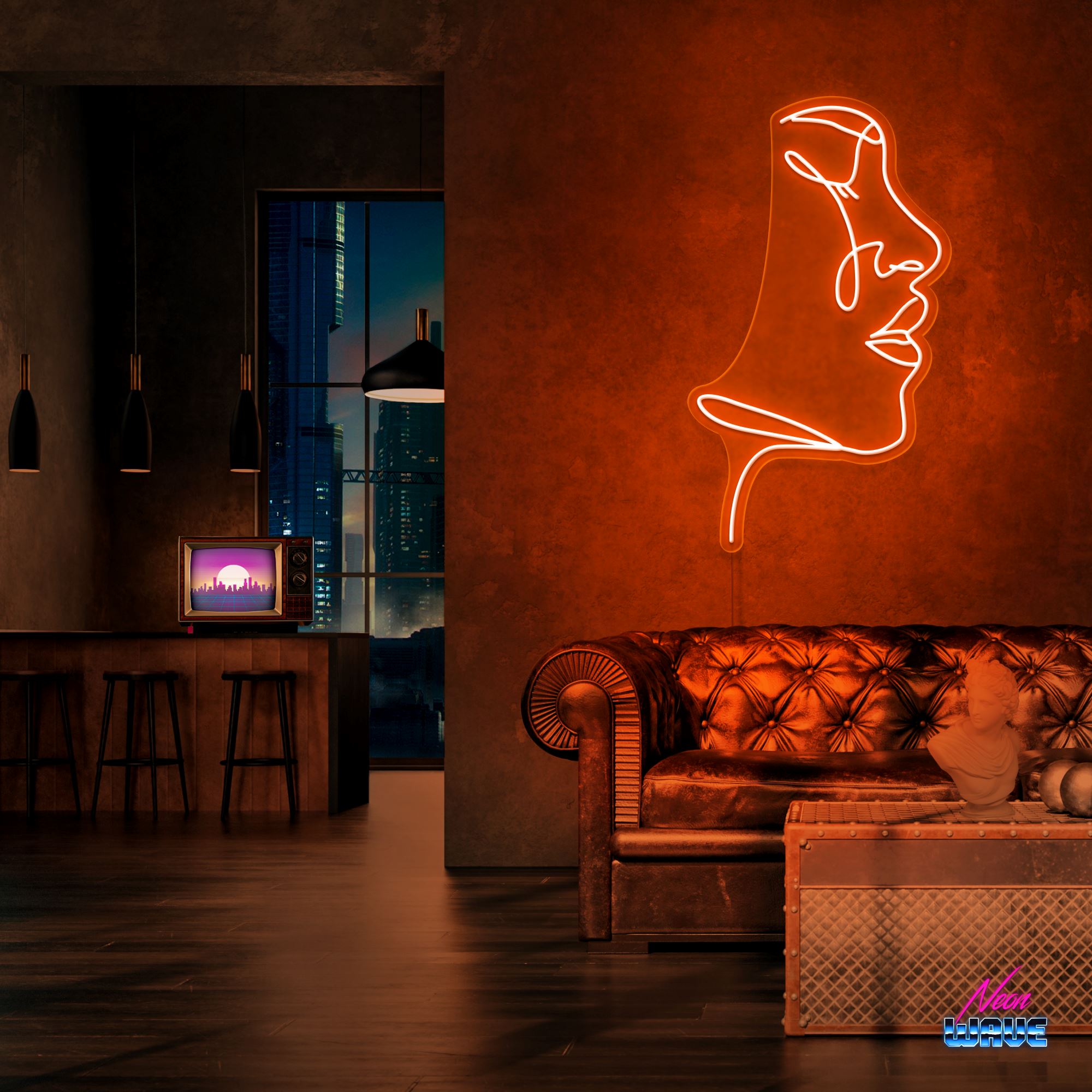 Feel your Face Neon Sign Neonwave.ch 75 cm Orange