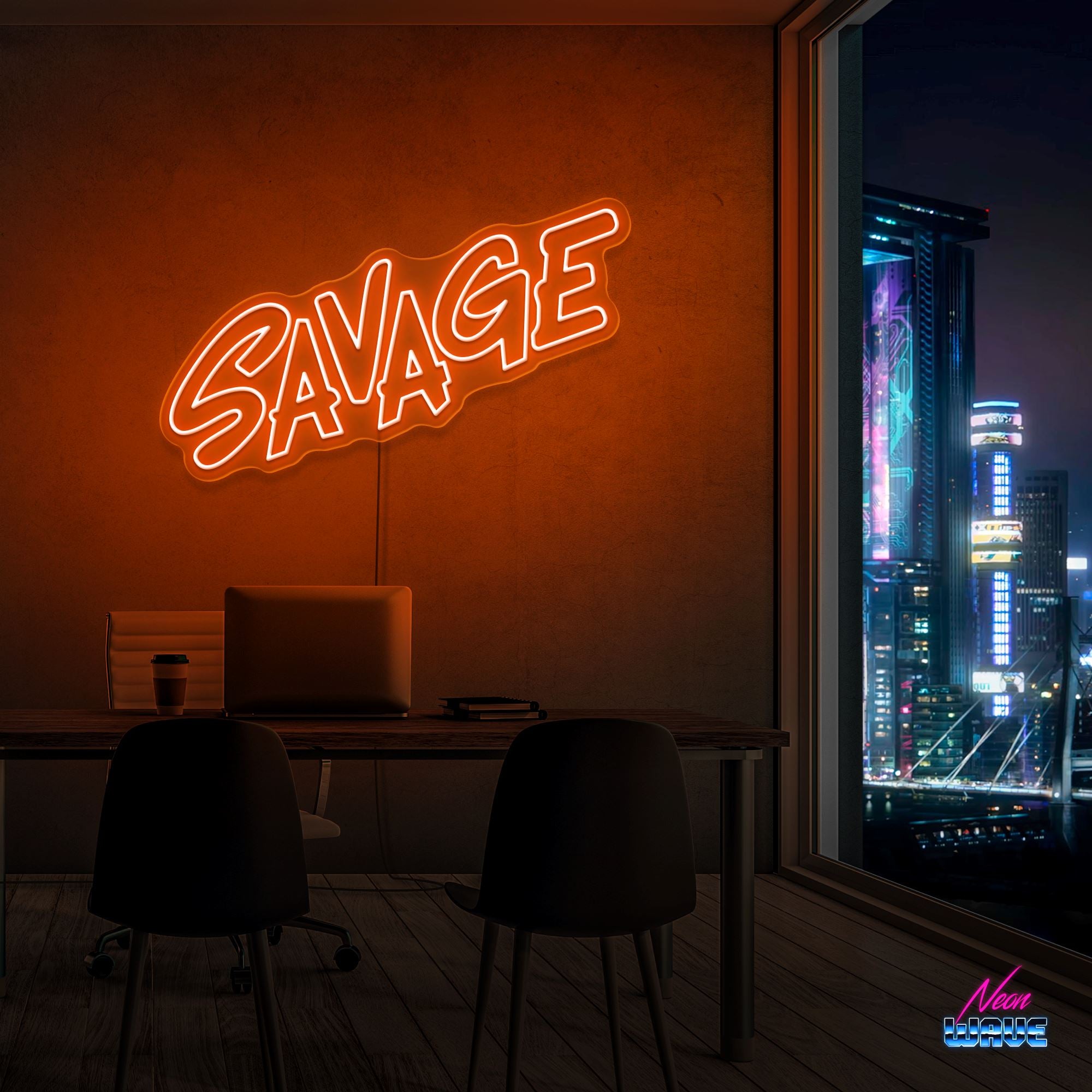 SAVAGE Neon Sign Neonwave.ch 50cm Orange