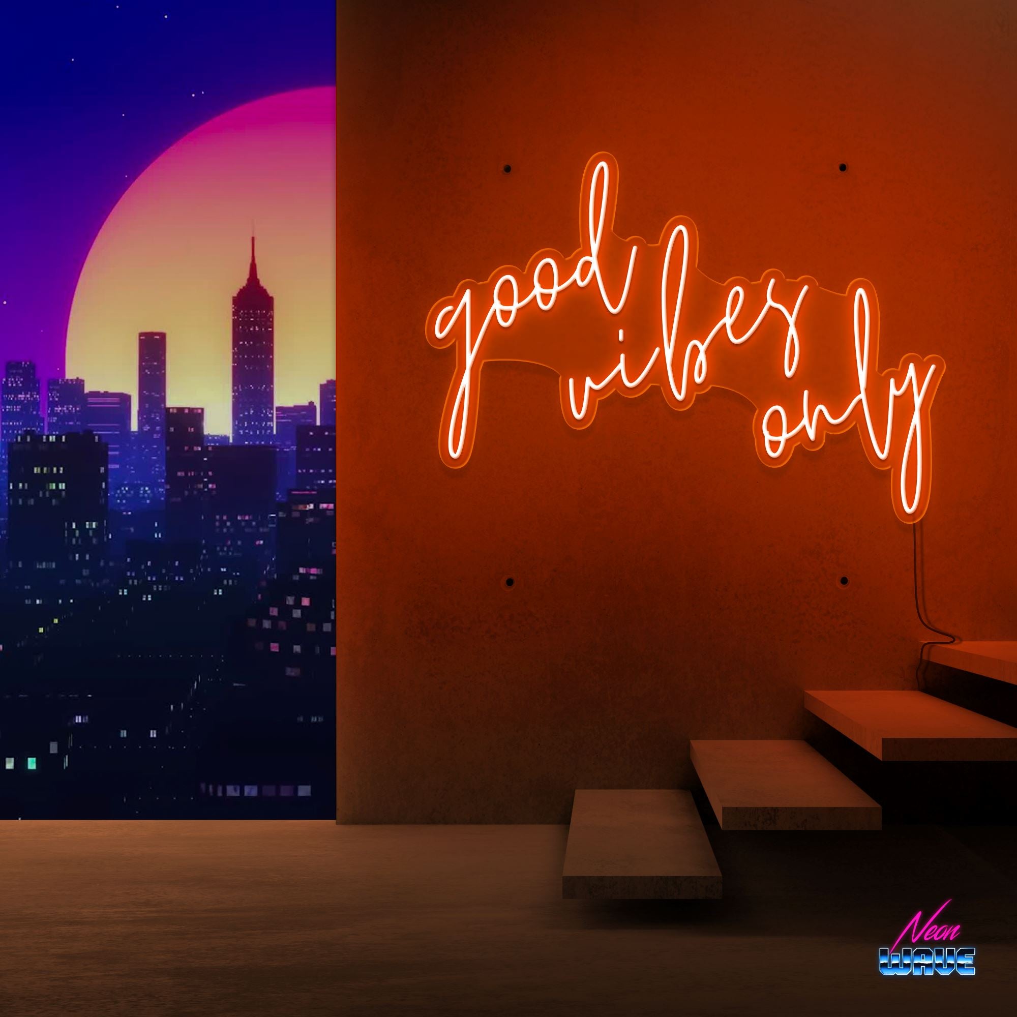 GOOD VIBES ONLY Neon Sign Neonwave.ch 75cm Orange 