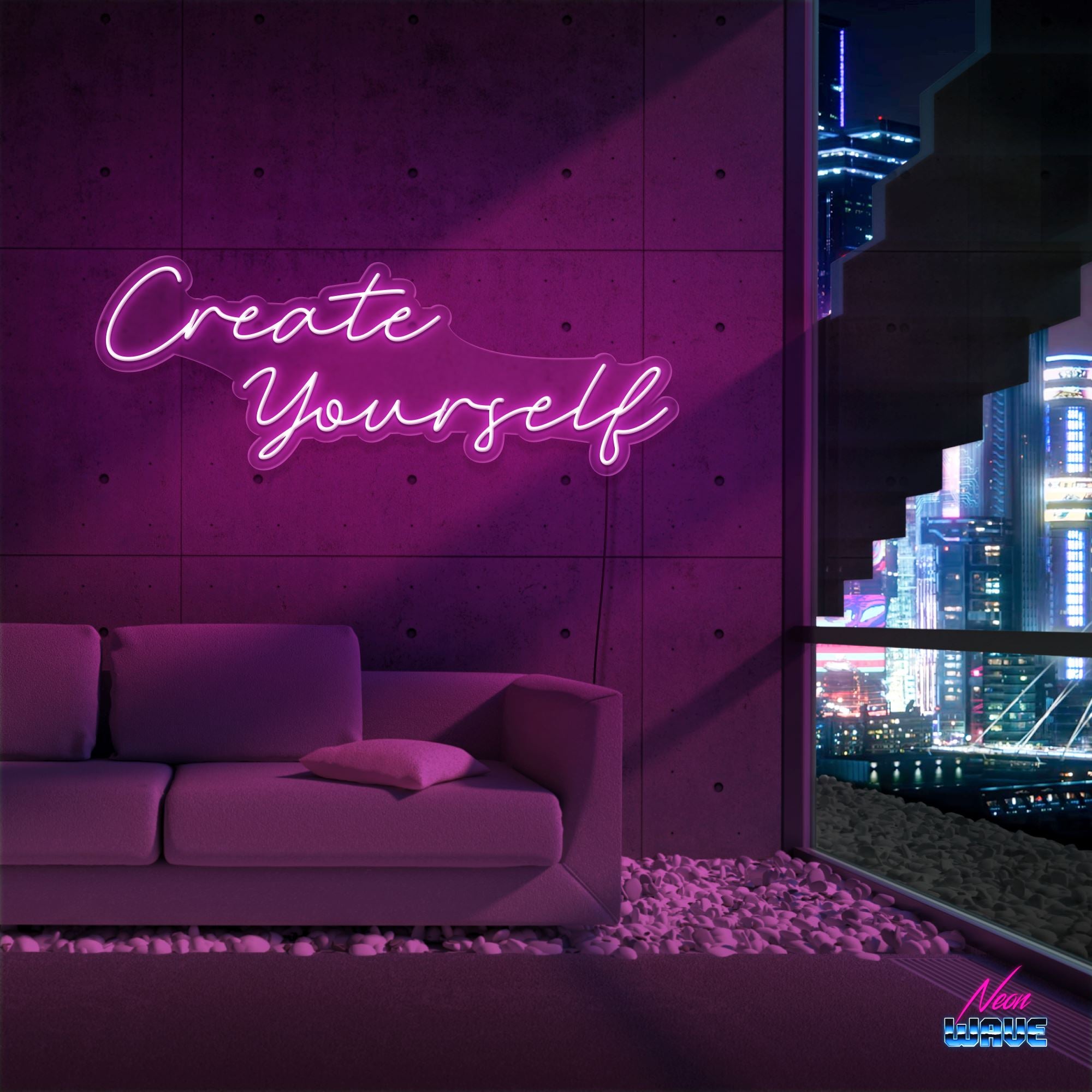 CREATE YOURSELF Neon Sign Neonwave.ch 100cm Pink