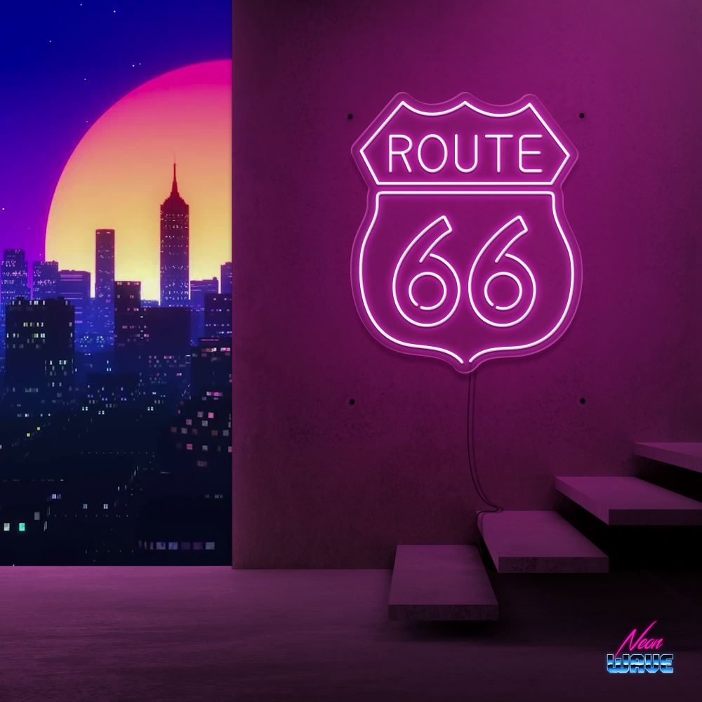 Route 66 Neon Sign Neonwave.ch 50cm Pink 