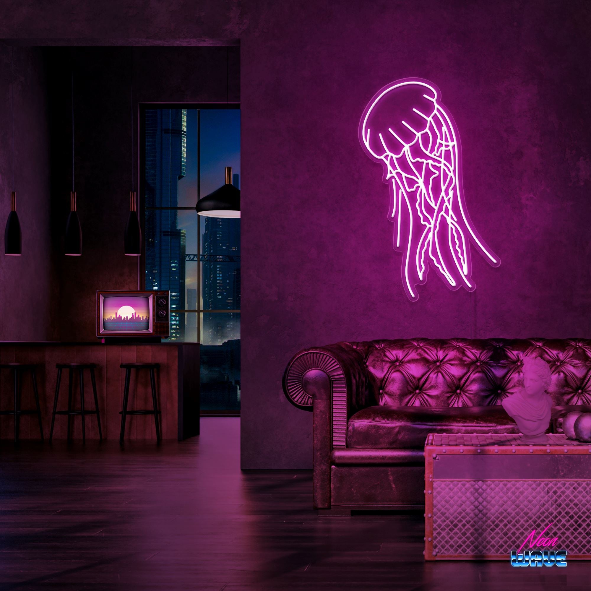 Jellyfish Neon Sign Neonwave.ch 75 cm Pink