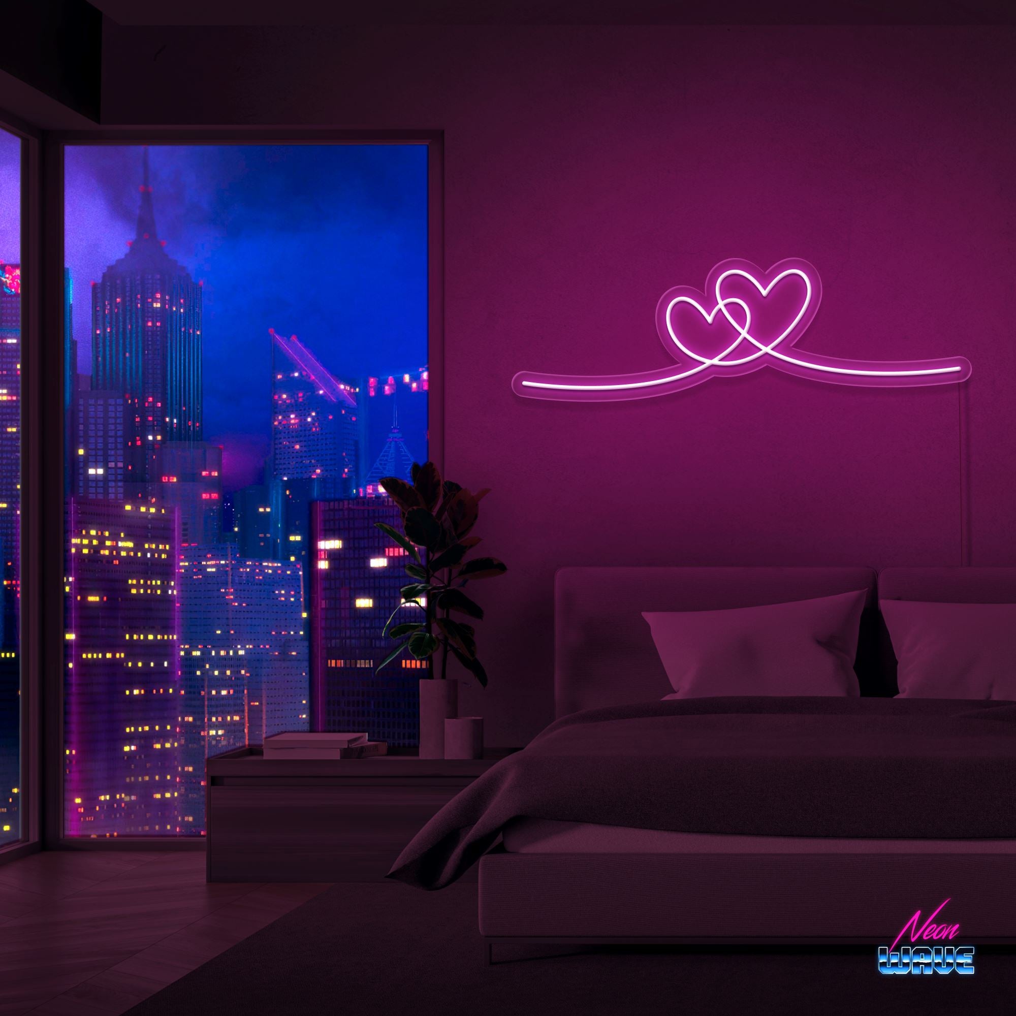 CONNECTED HEARTS Neon Sign Neonwave.ch 50cm Pink