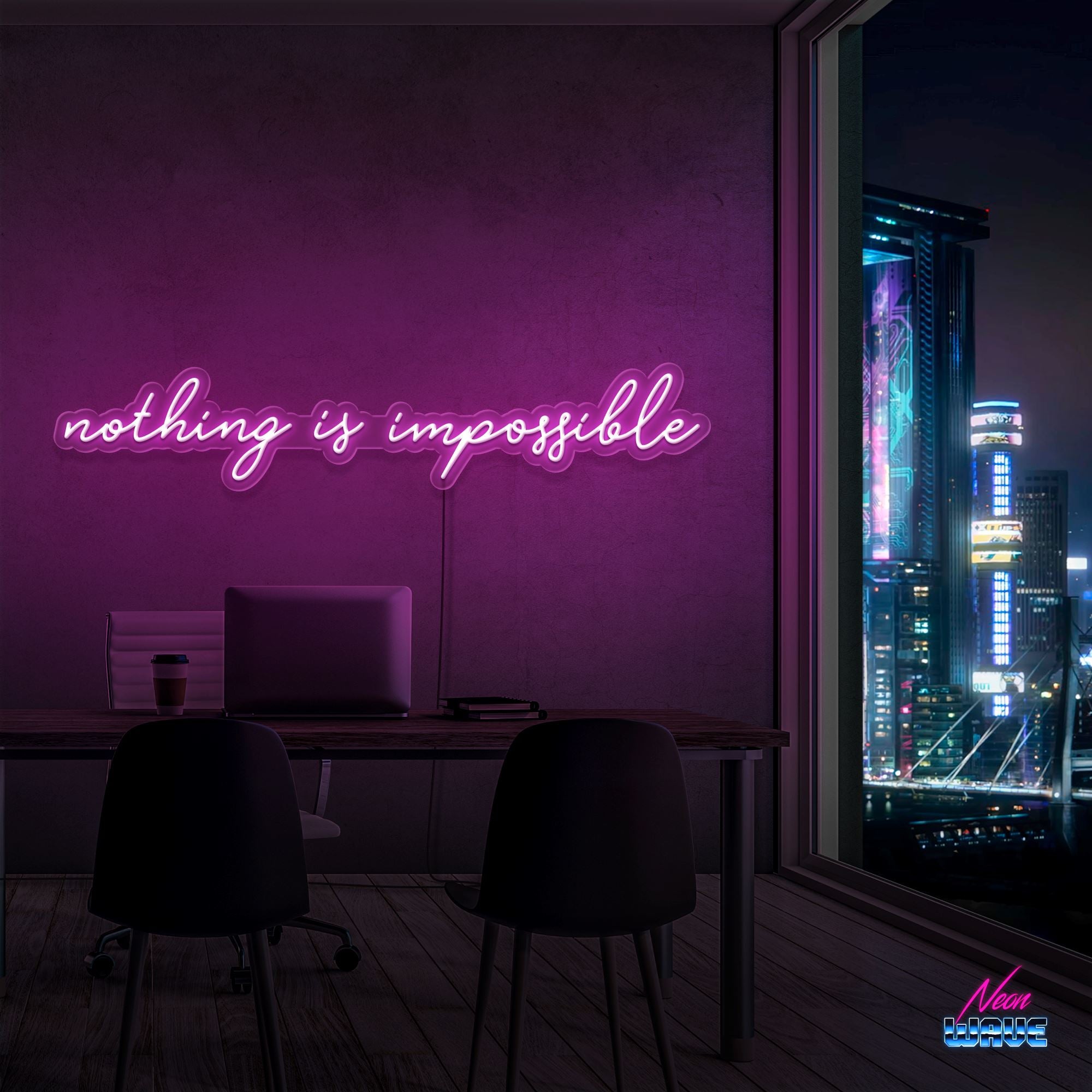 NOTHING IS IMPOSSIBLE Neon Sign Neonwave.ch 150cm Pink
