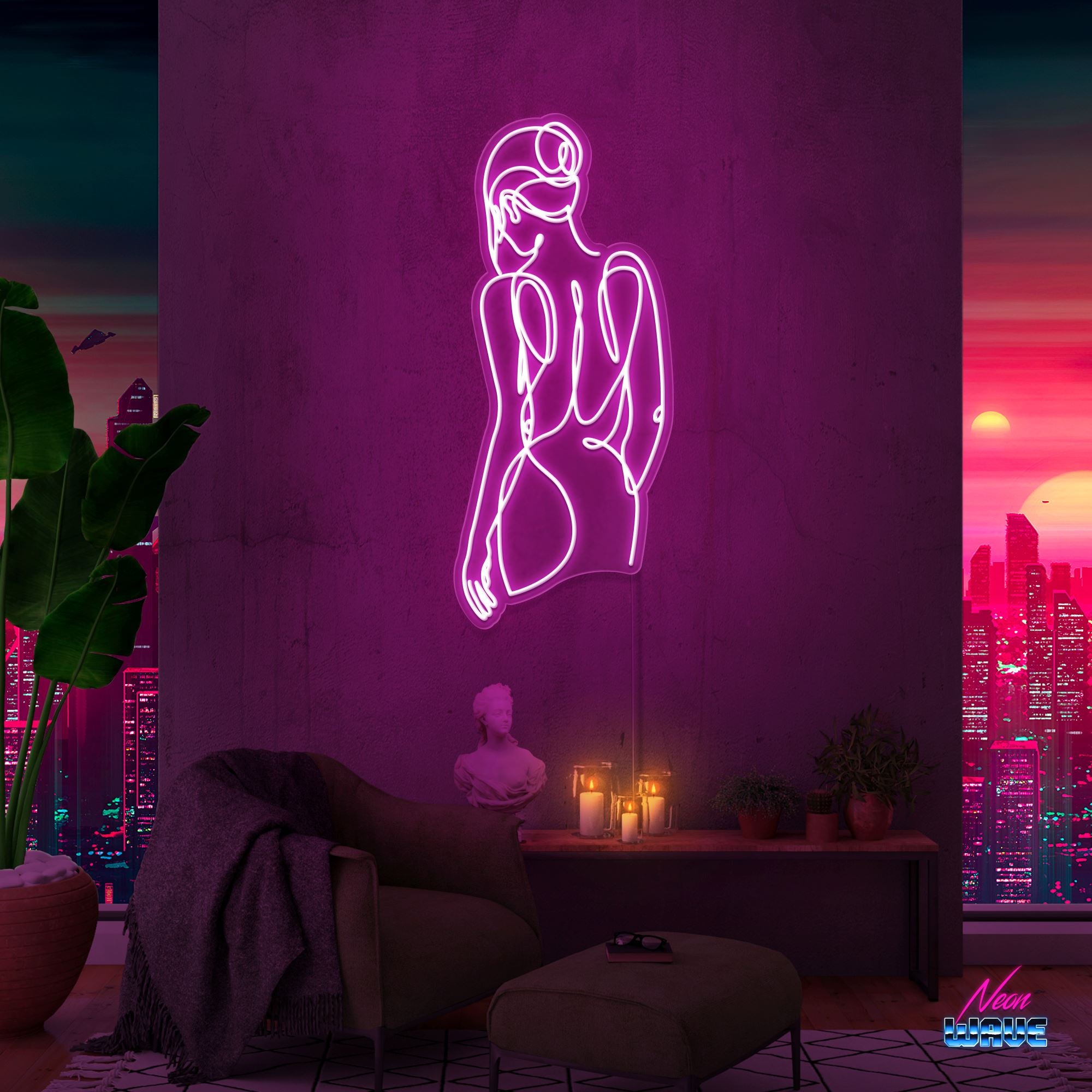 Woman Silhouette Neon Sign Neonwave.ch 150 cm Pink