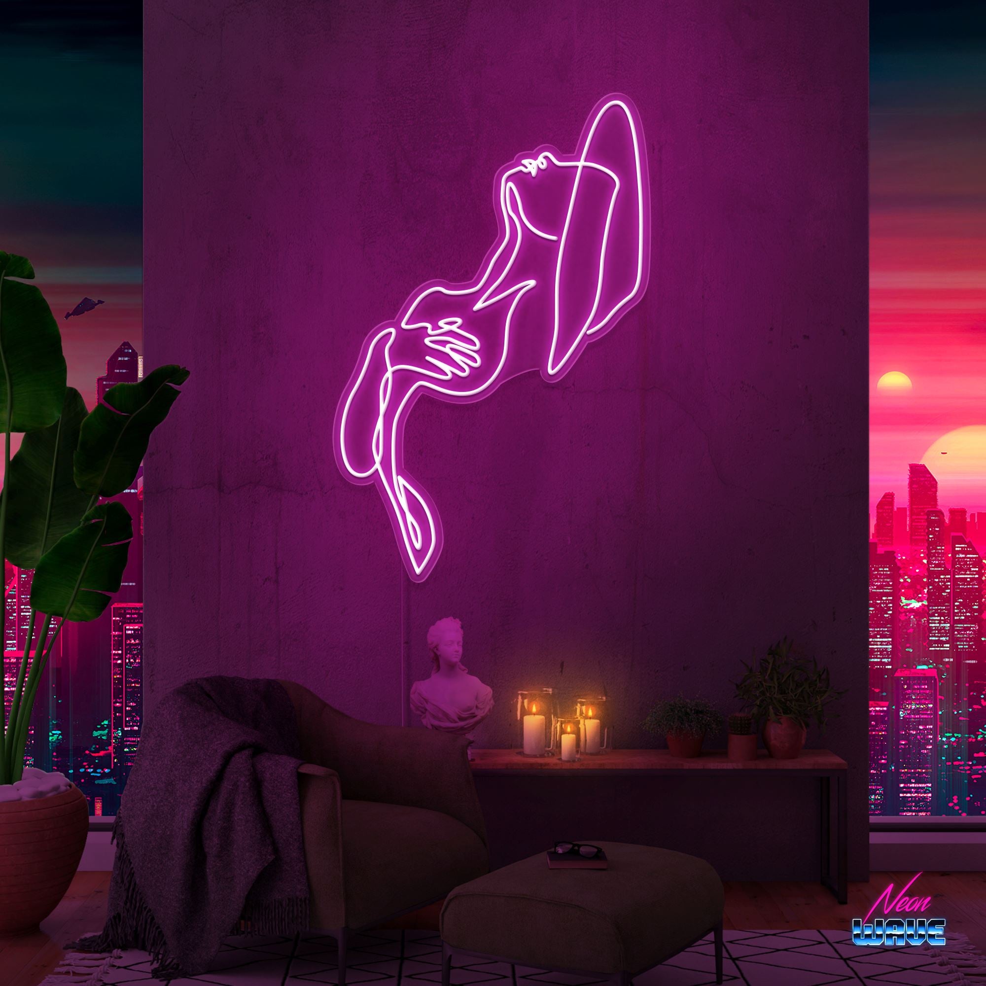 Aesthetic Woman Neon Sign Neonwave.ch 150 cm Pink 