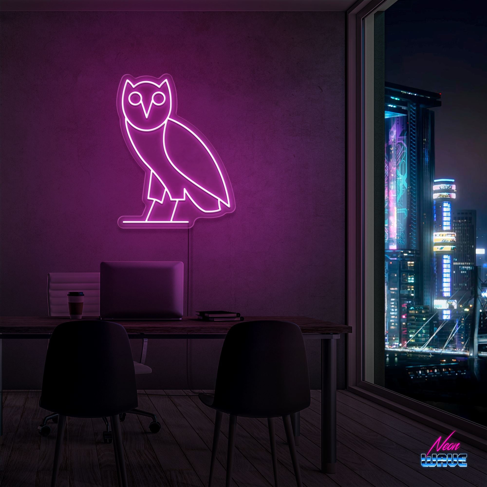 Ovo Owl by "Drake" Neon Sign Neonwave.ch 50cm Pink