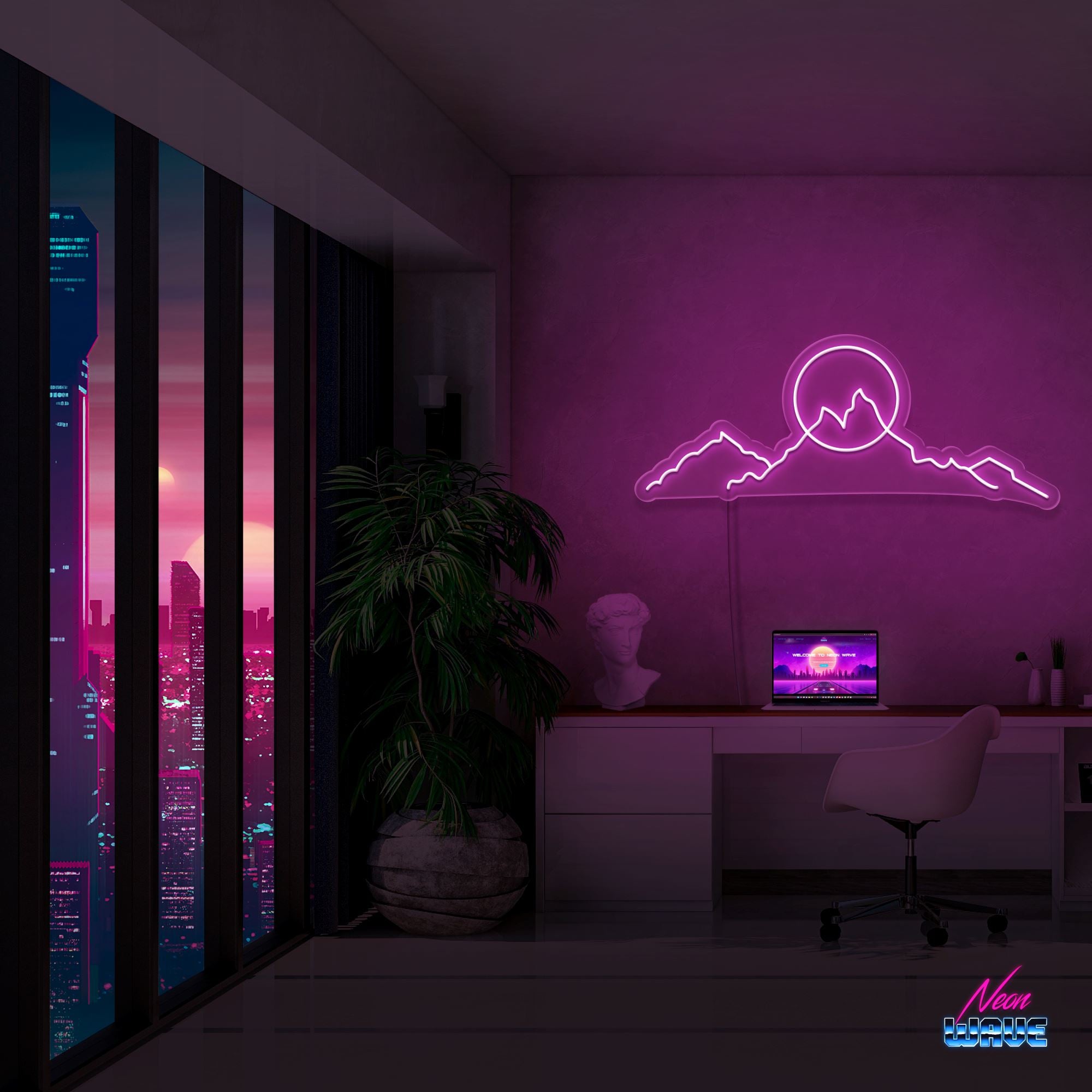 Mountain Romantic Neon Sign Neonwave.ch 50cm Pink