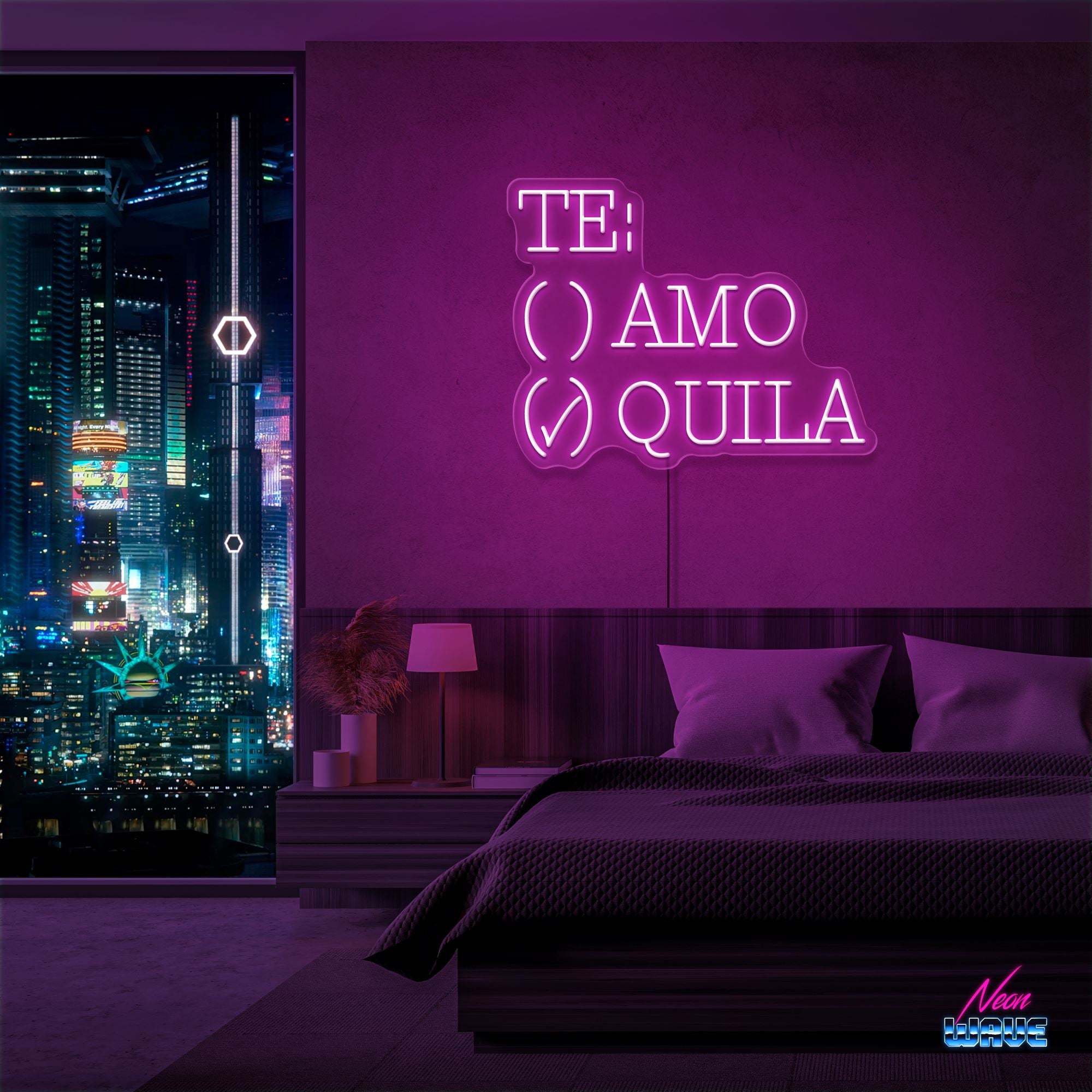 TE: AMO / QUILA Neon Sign Neonwave.ch 50cm Pink