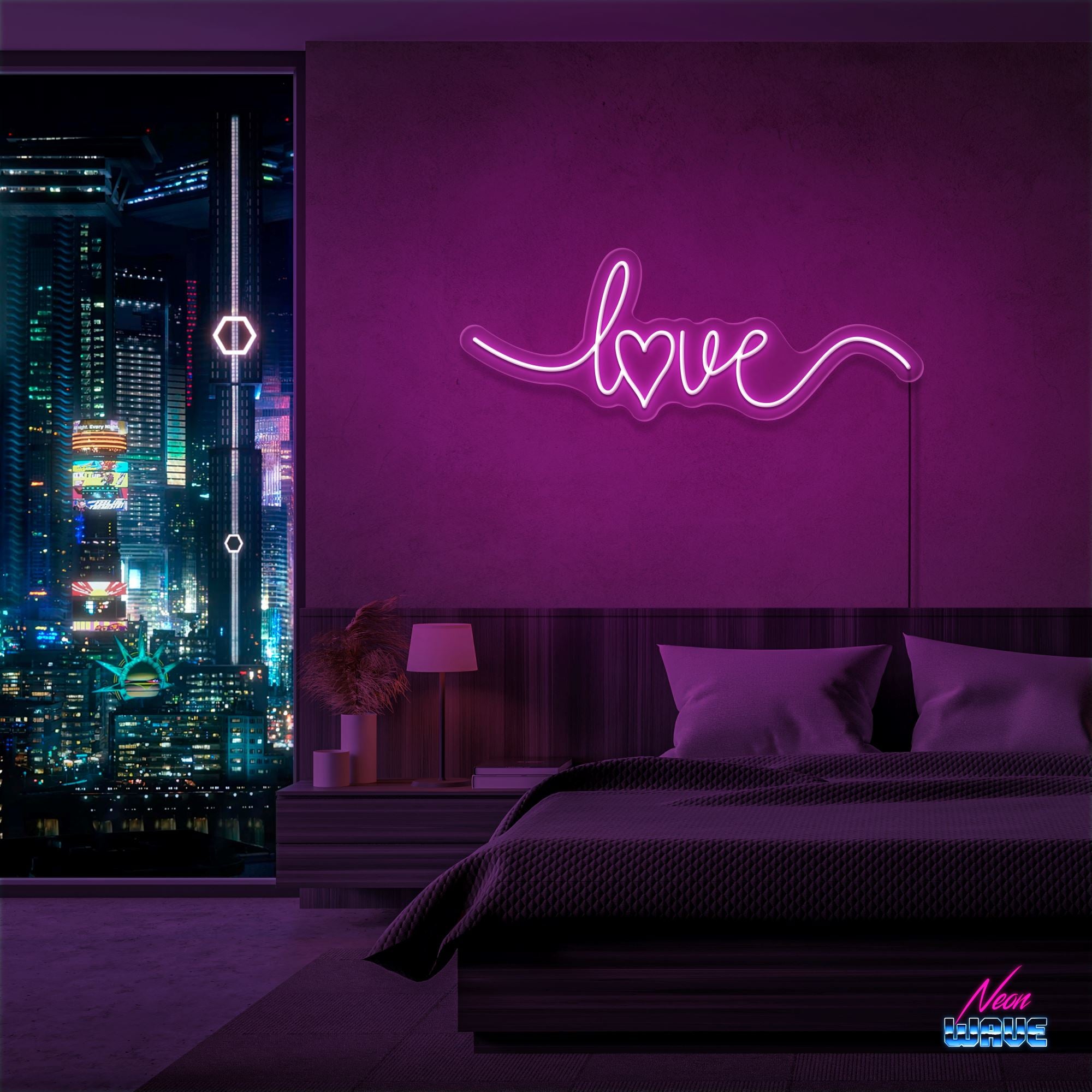 Love Heart Neon Sign Neonwave.ch 50cm Pink 