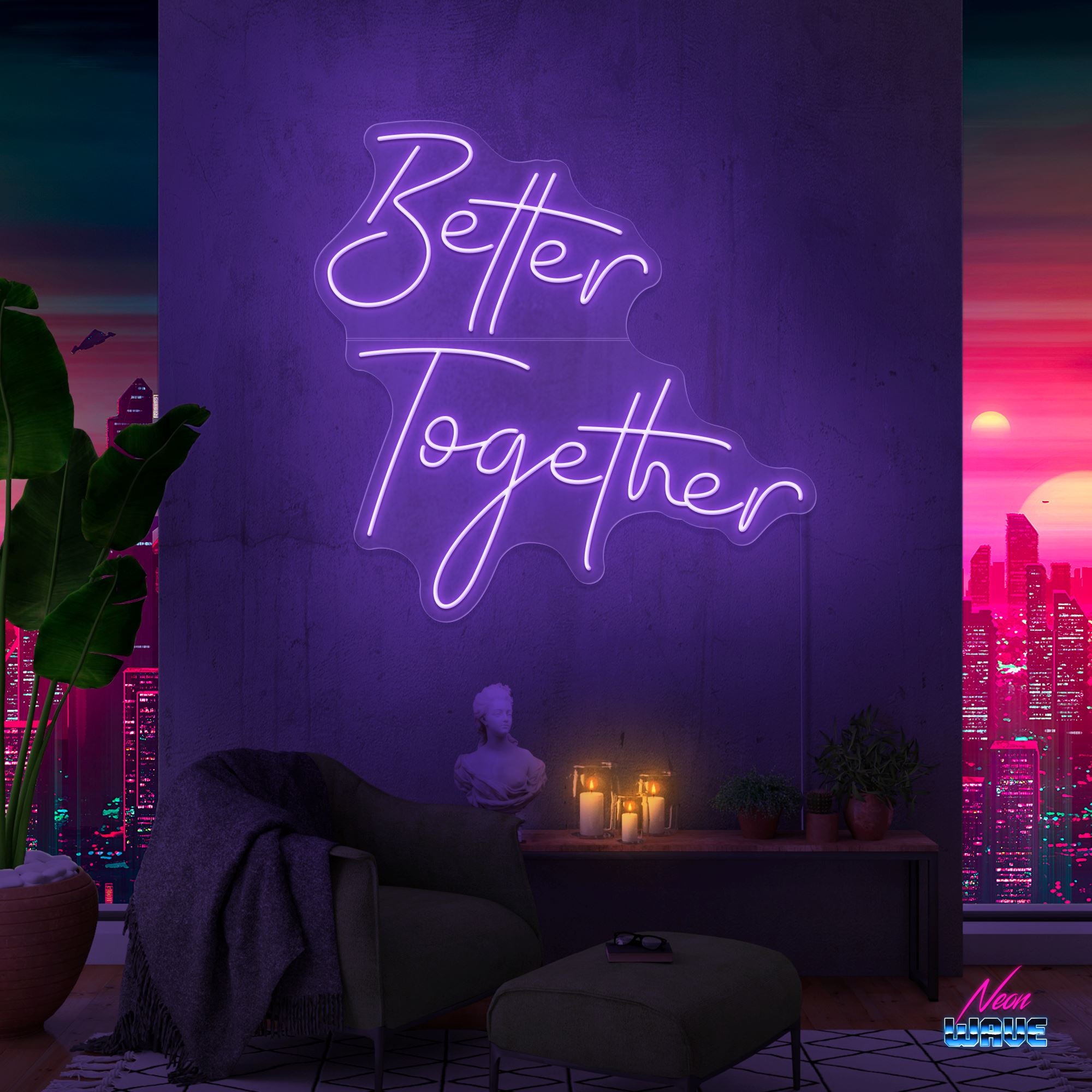 Better Together Neon Sign Neonwave.ch 50cm Lila