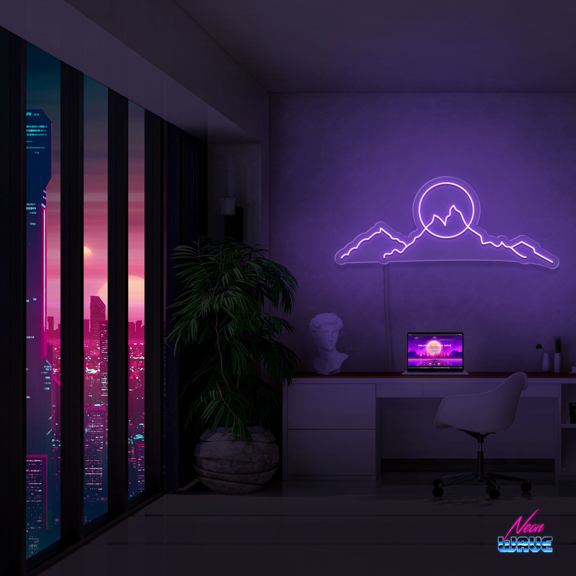 Mountain Romantic Neon Sign Neonwave.ch 50cm Lila