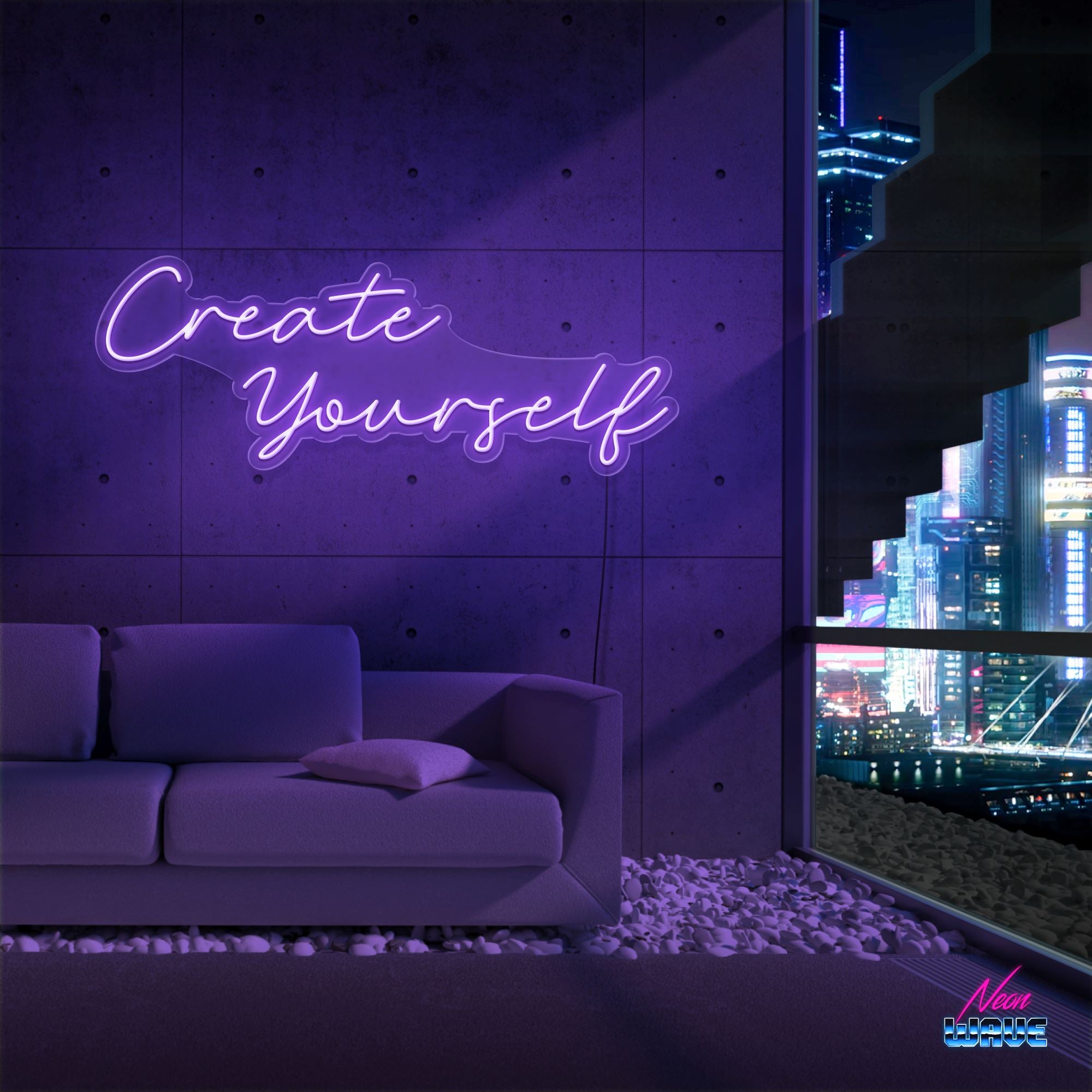 CREATE YOURSELF Neon Sign Neonwave.ch 100cm Lila