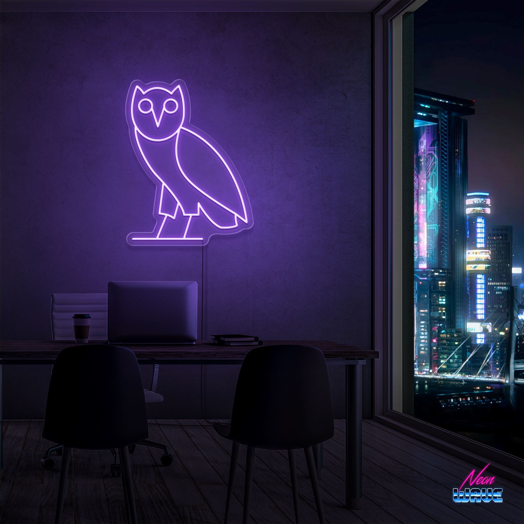 Ovo Owl by "Drake" Neon Sign Neonwave.ch 50cm Lila