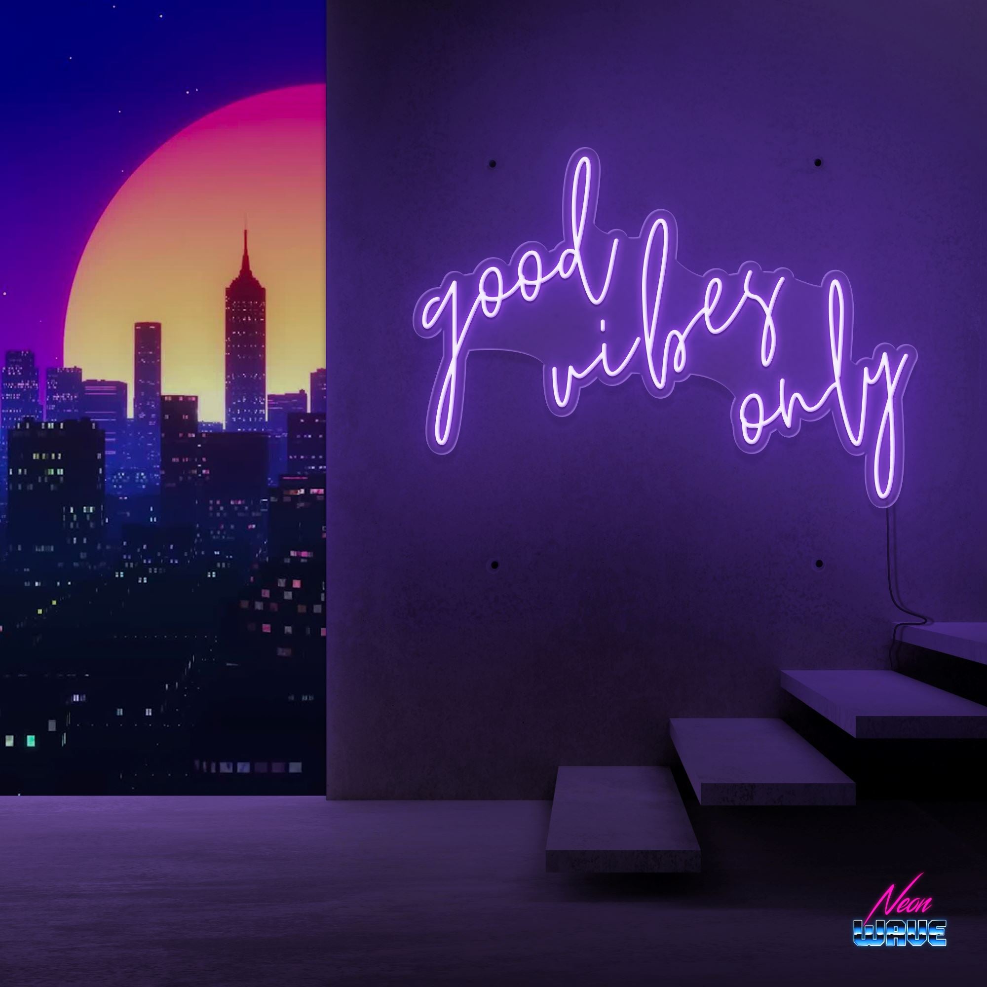 GOOD VIBES ONLY Neon Sign Neonwave.ch 75cm Lila