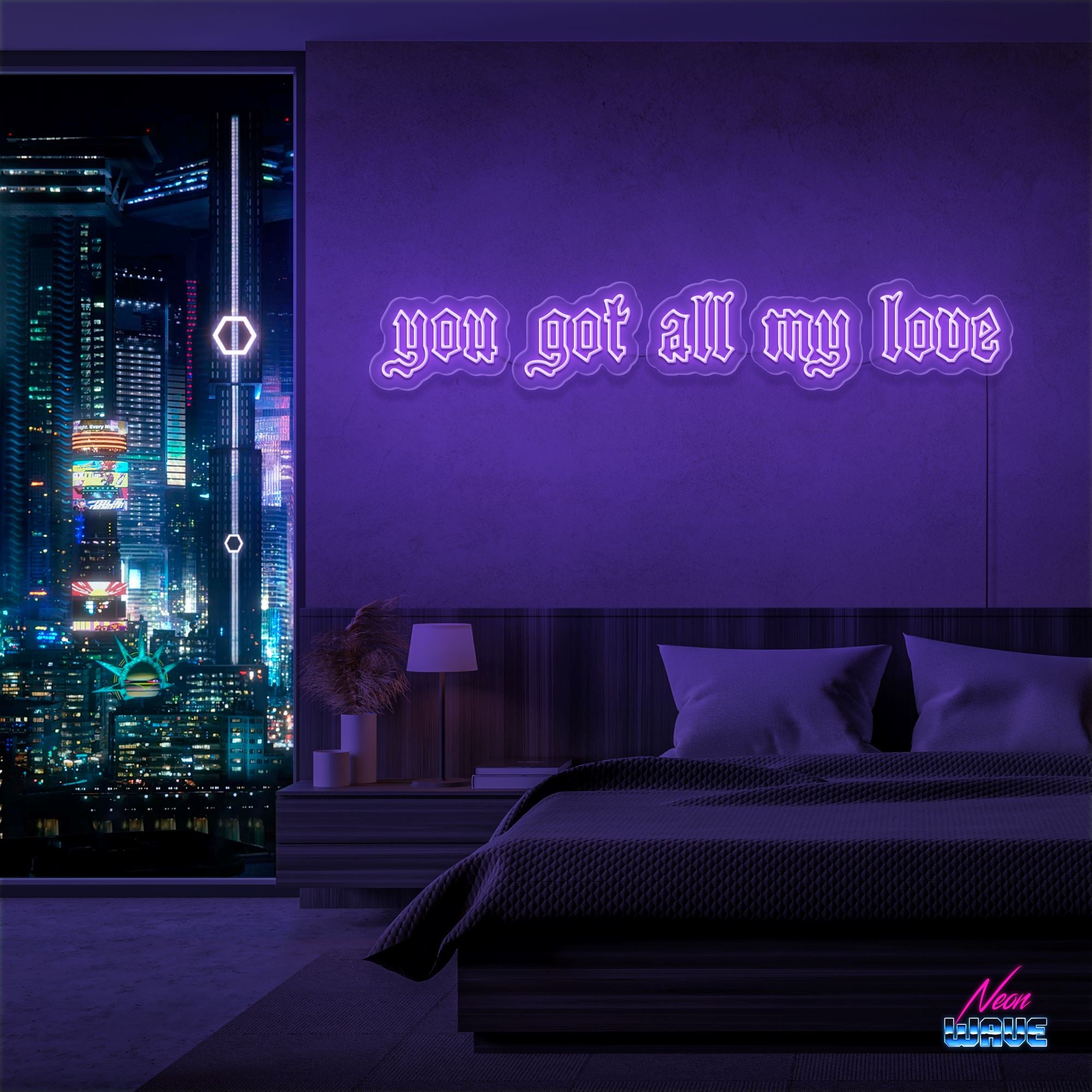 you got all my love Neon Sign Neonwave.ch 125cm Lila 