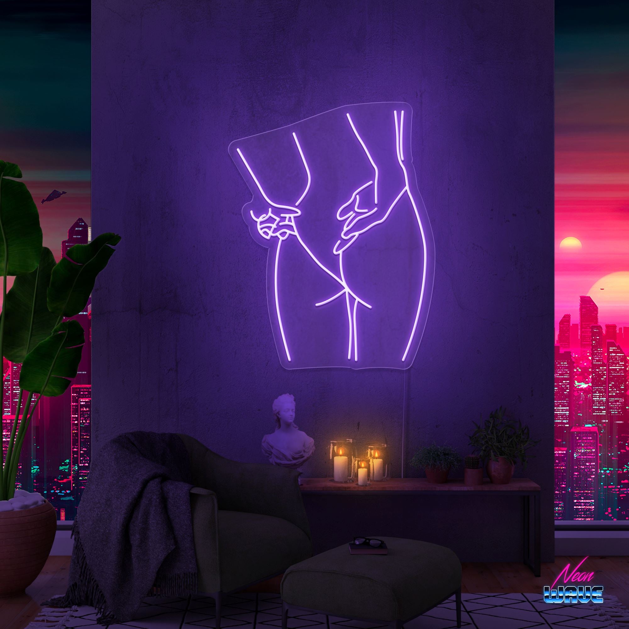Silhouette Neon Sign Neonwave.ch 75cm Lila