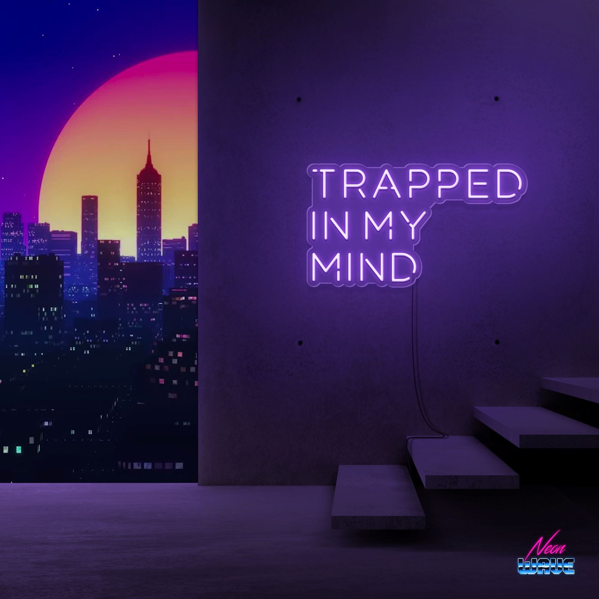 TRAPPED IN MY MIND Neon Sign Neonwave.ch 50cm Lila