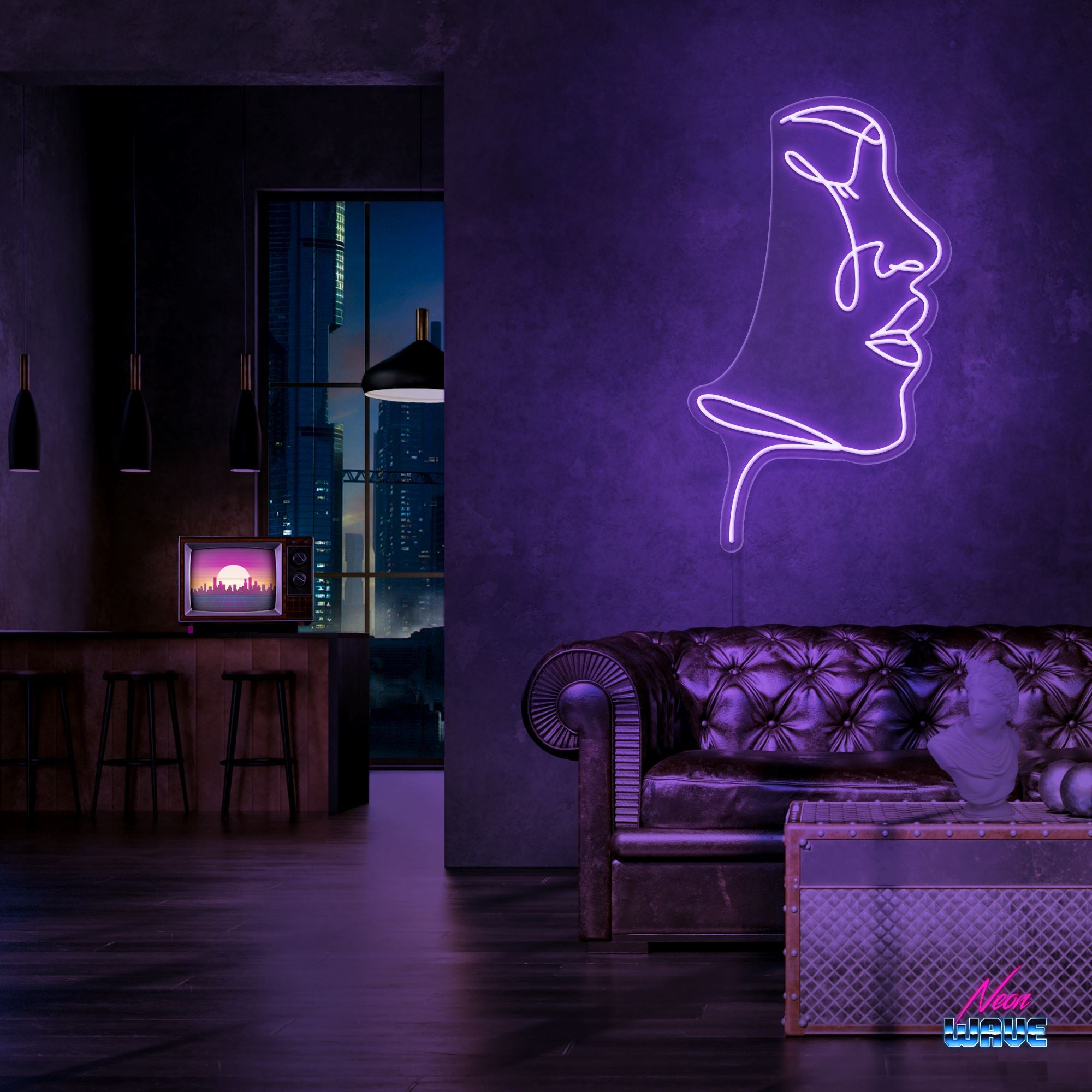Feel your Face Neon Sign Neonwave.ch 75 cm Lila