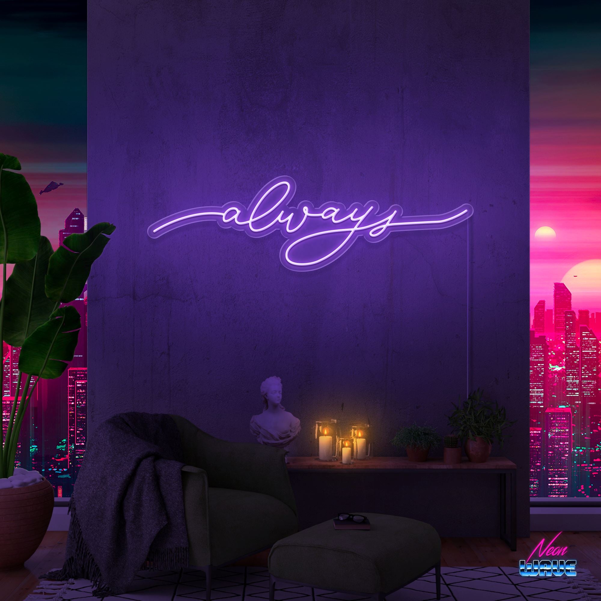 Always Neon Sign Neonwave.ch 100 cm Lila