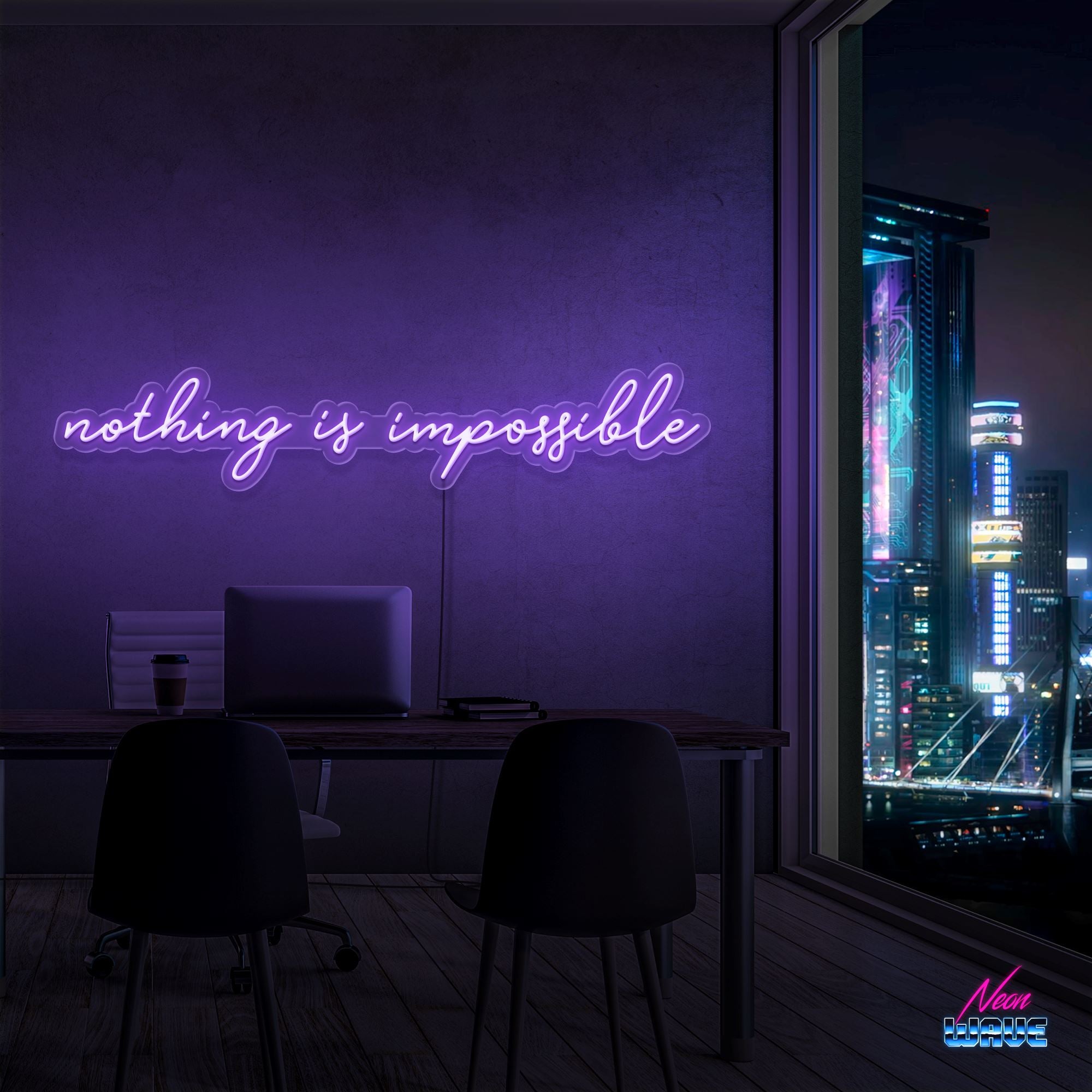 NOTHING IS IMPOSSIBLE Neon Sign Neonwave.ch 150cm Lila