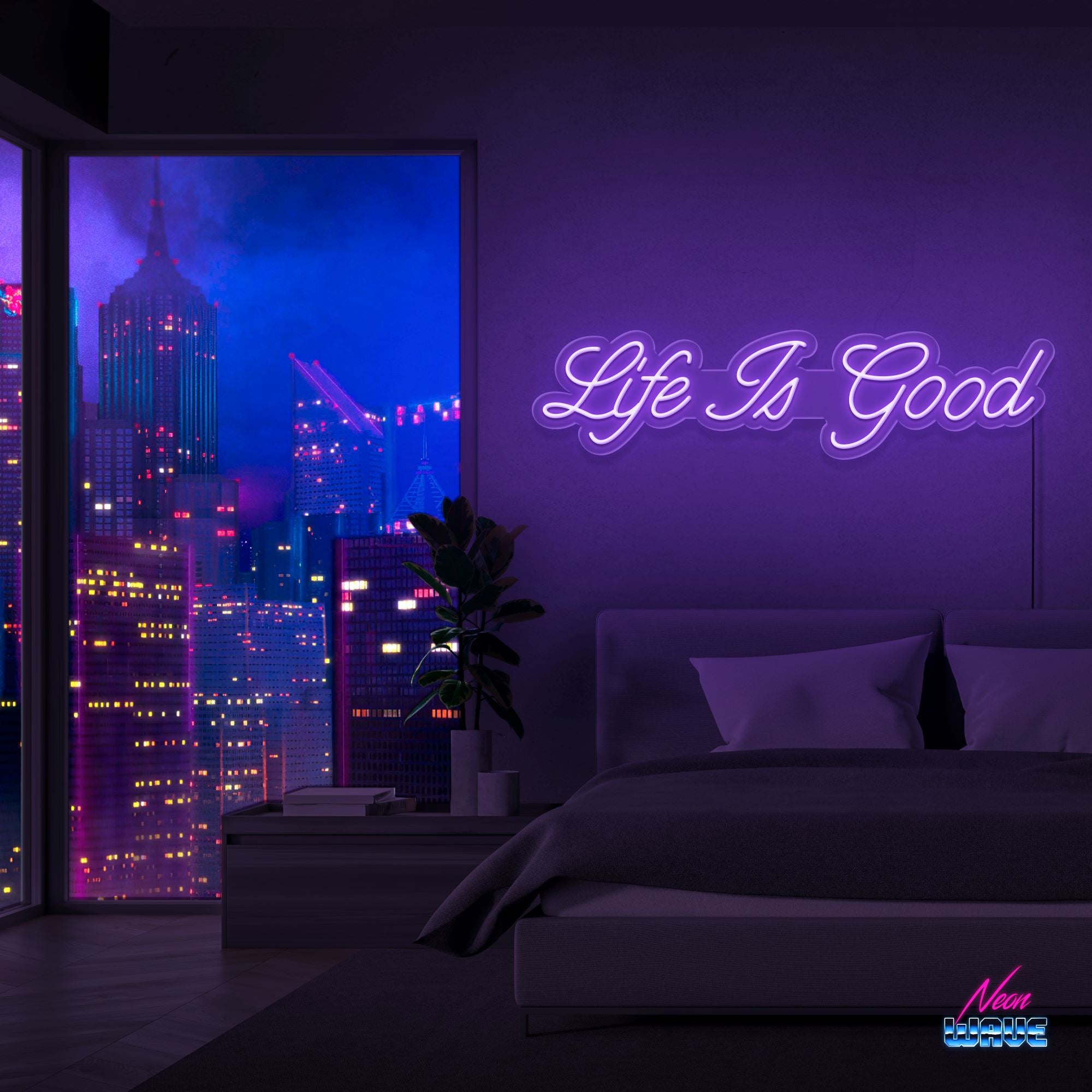 Life is Good Neon Sign Neonwave.ch 75 cm Lila