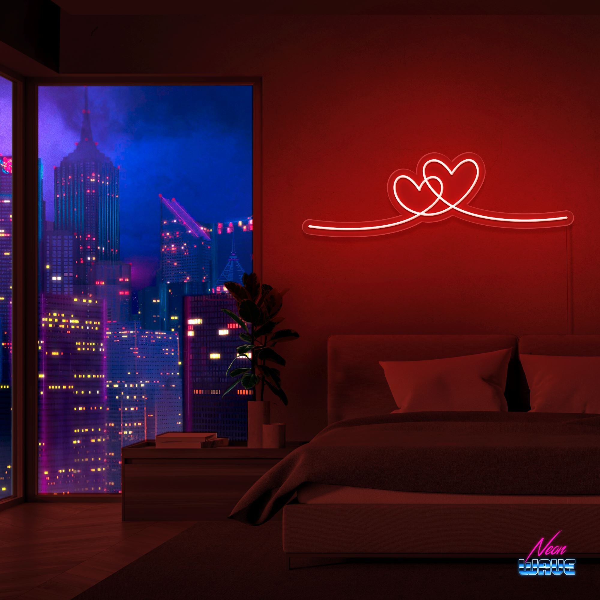 CONNECTED HEARTS Neon Sign Neonwave.ch 50cm Rot